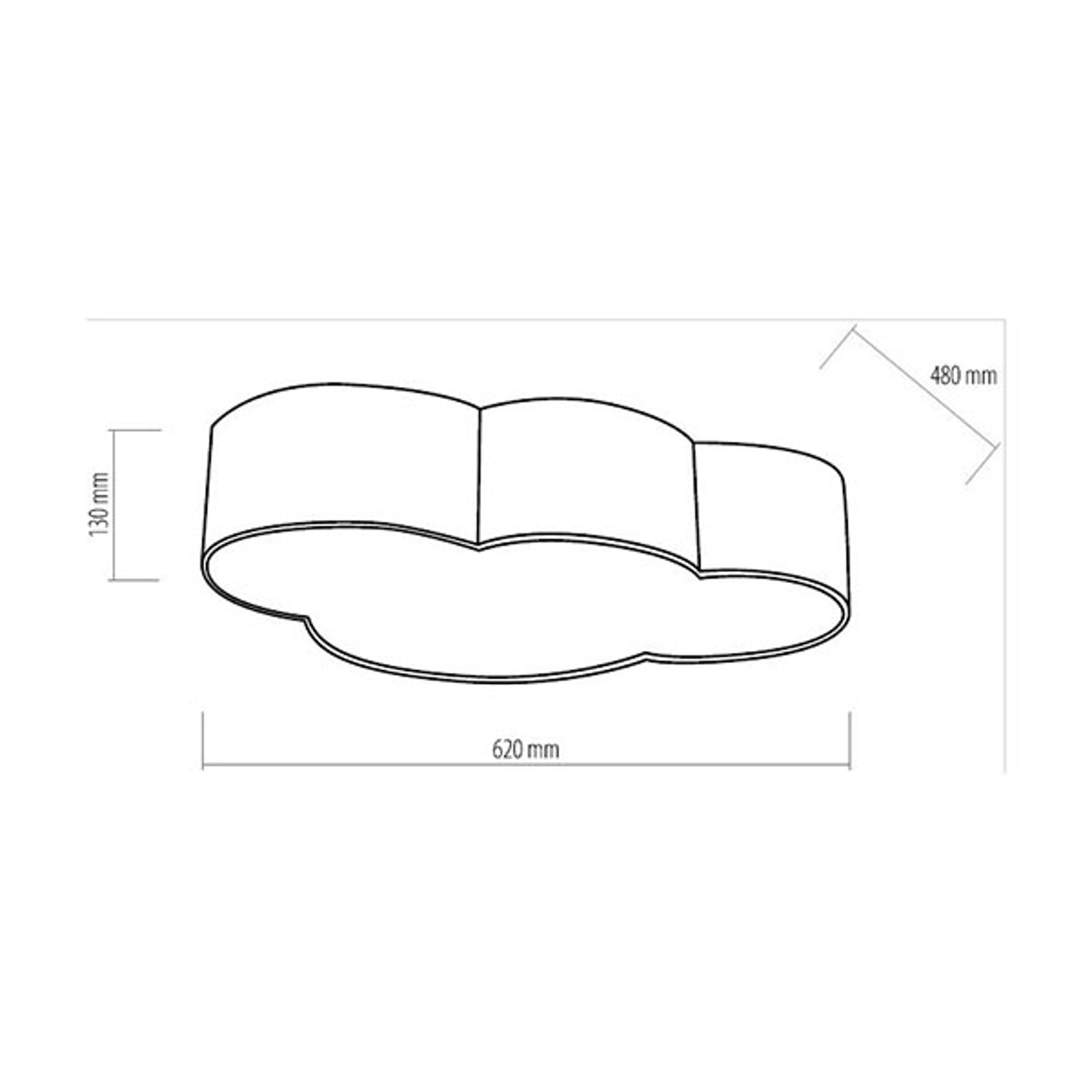 Taklampa Cloud av textil, längd 62 cm, grå