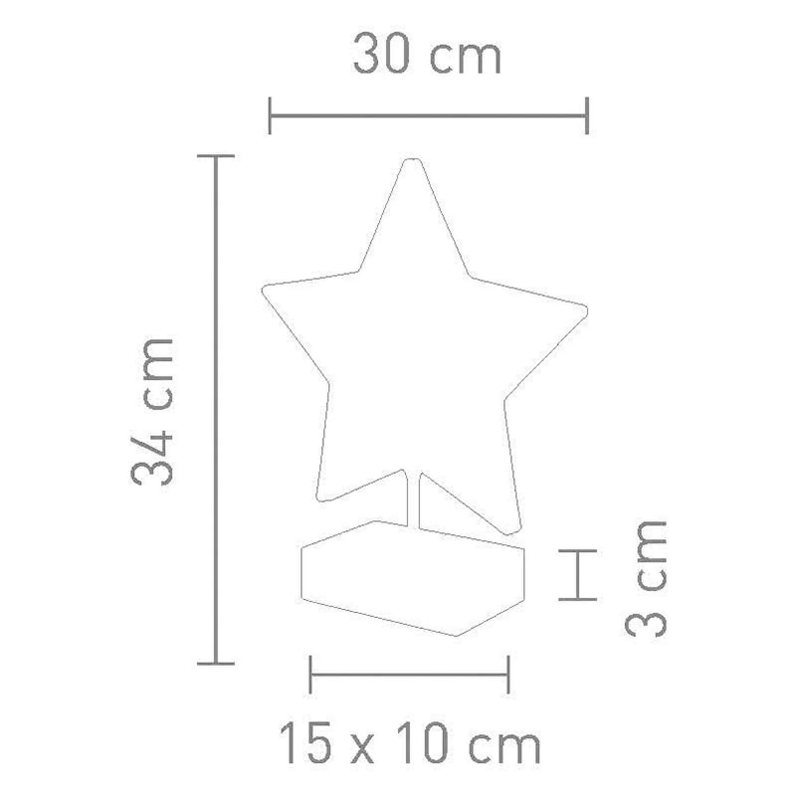 Bordslampa Stella i stjärnform, höjd 34 cm, röd