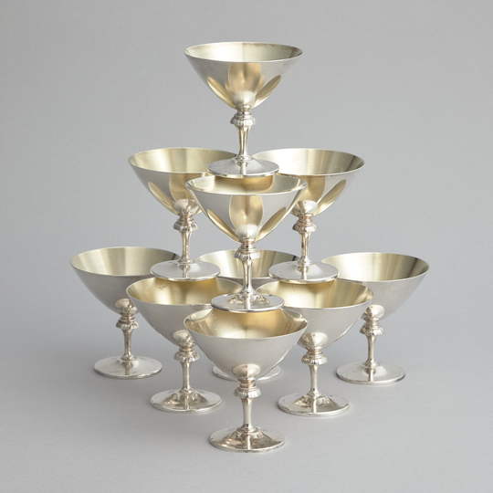 Vintage - SÅLD Dessertskålar Nysilver 10 st