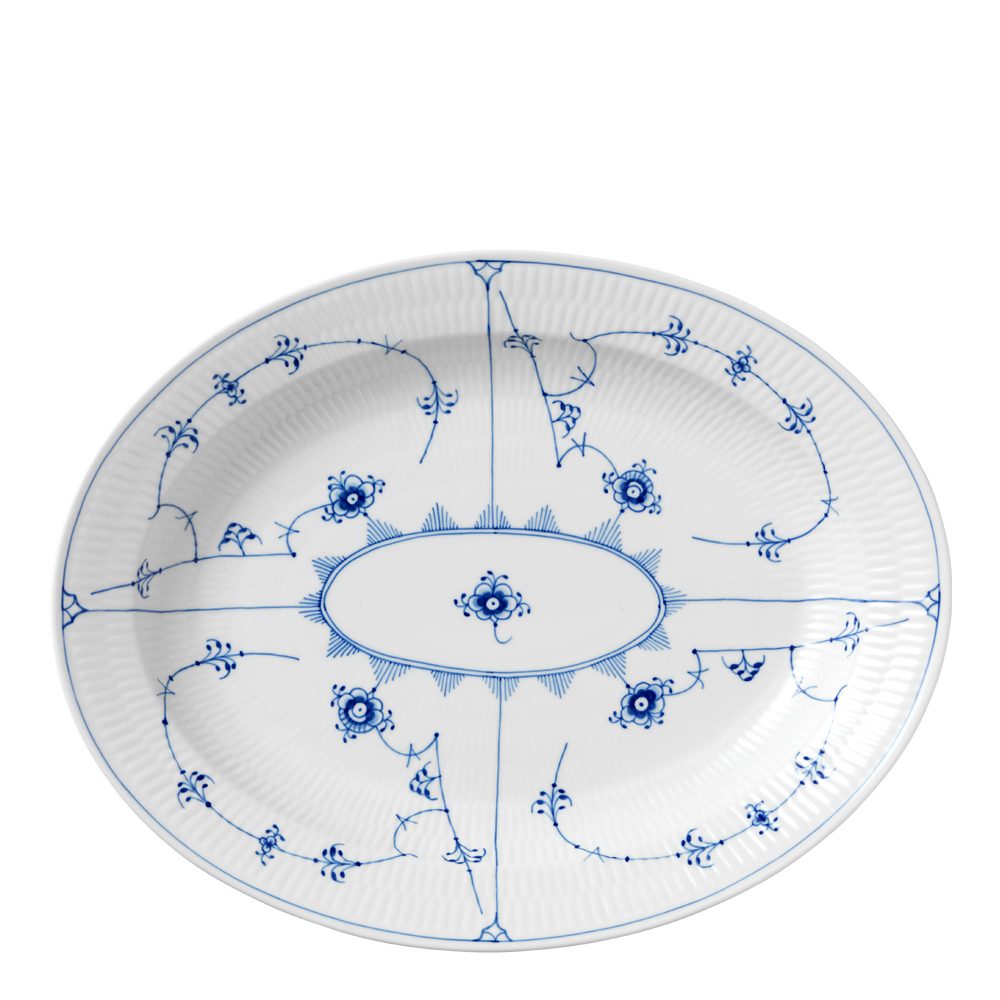 Royal Copenhagen - Blue Fluted Plain Fat 36,5 cm ovalt
