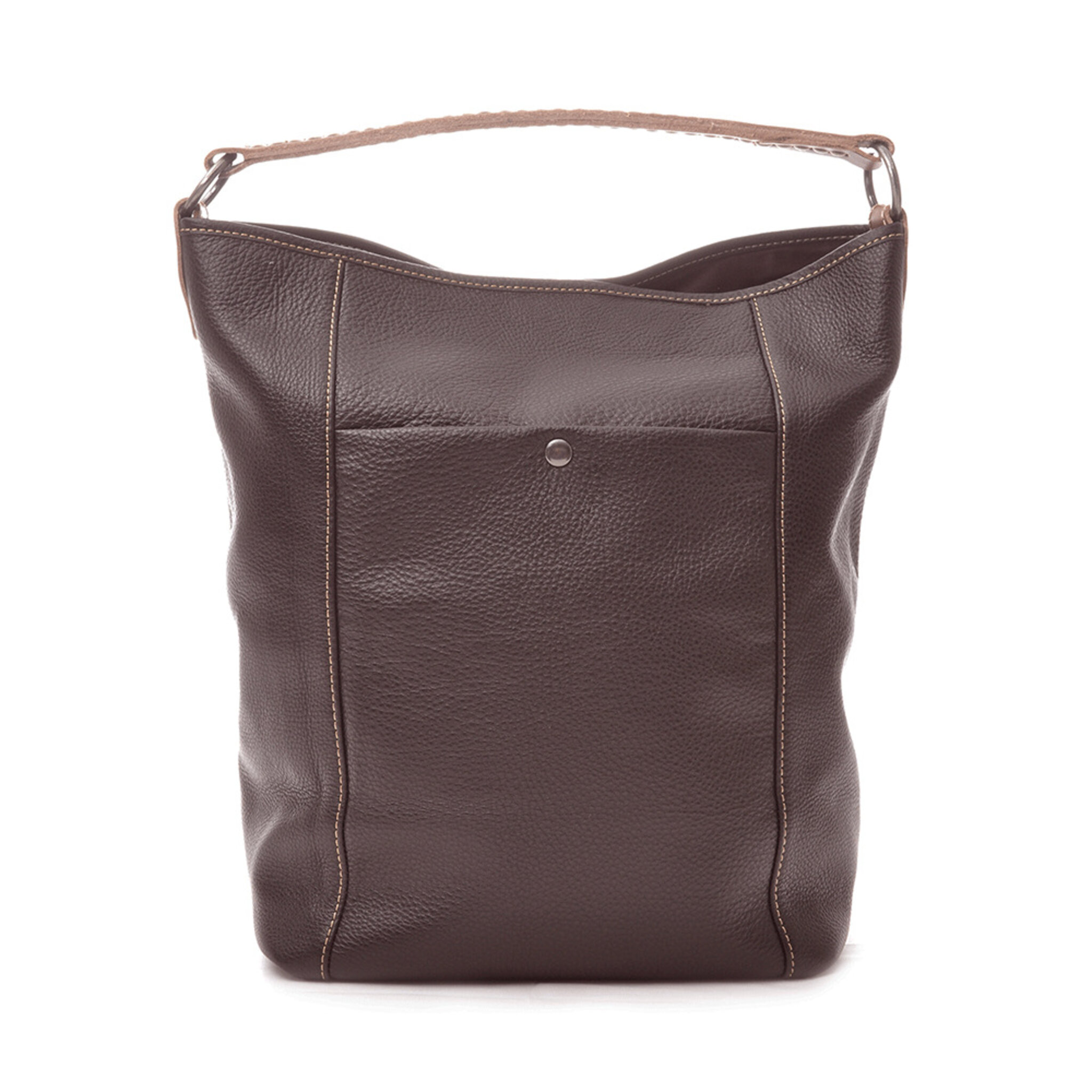 Bucket Bag Brown Grained Leather