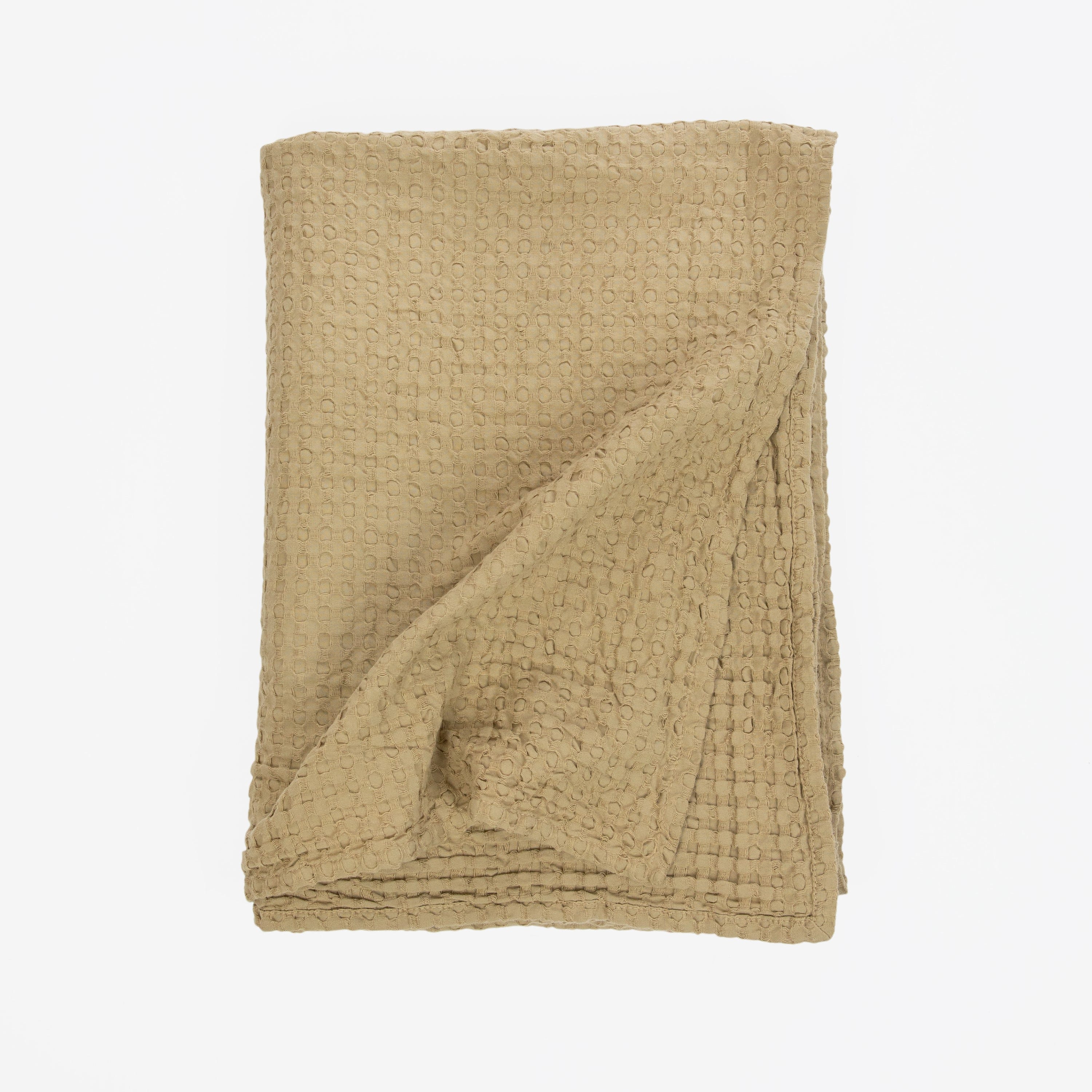 Pläd Våfflad Mörk Beige