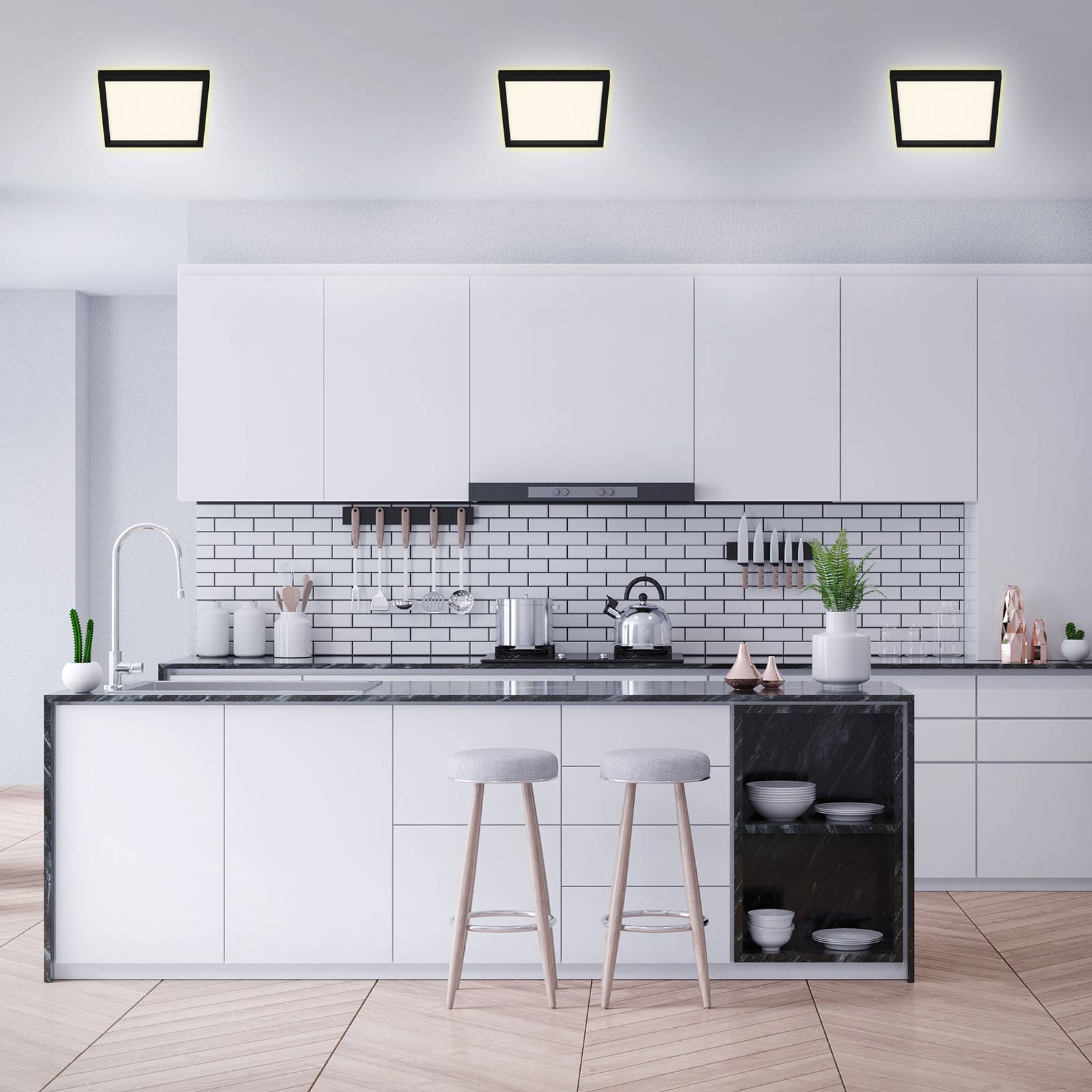 LED-taklampa 7362, 29 x 29 cm, svart