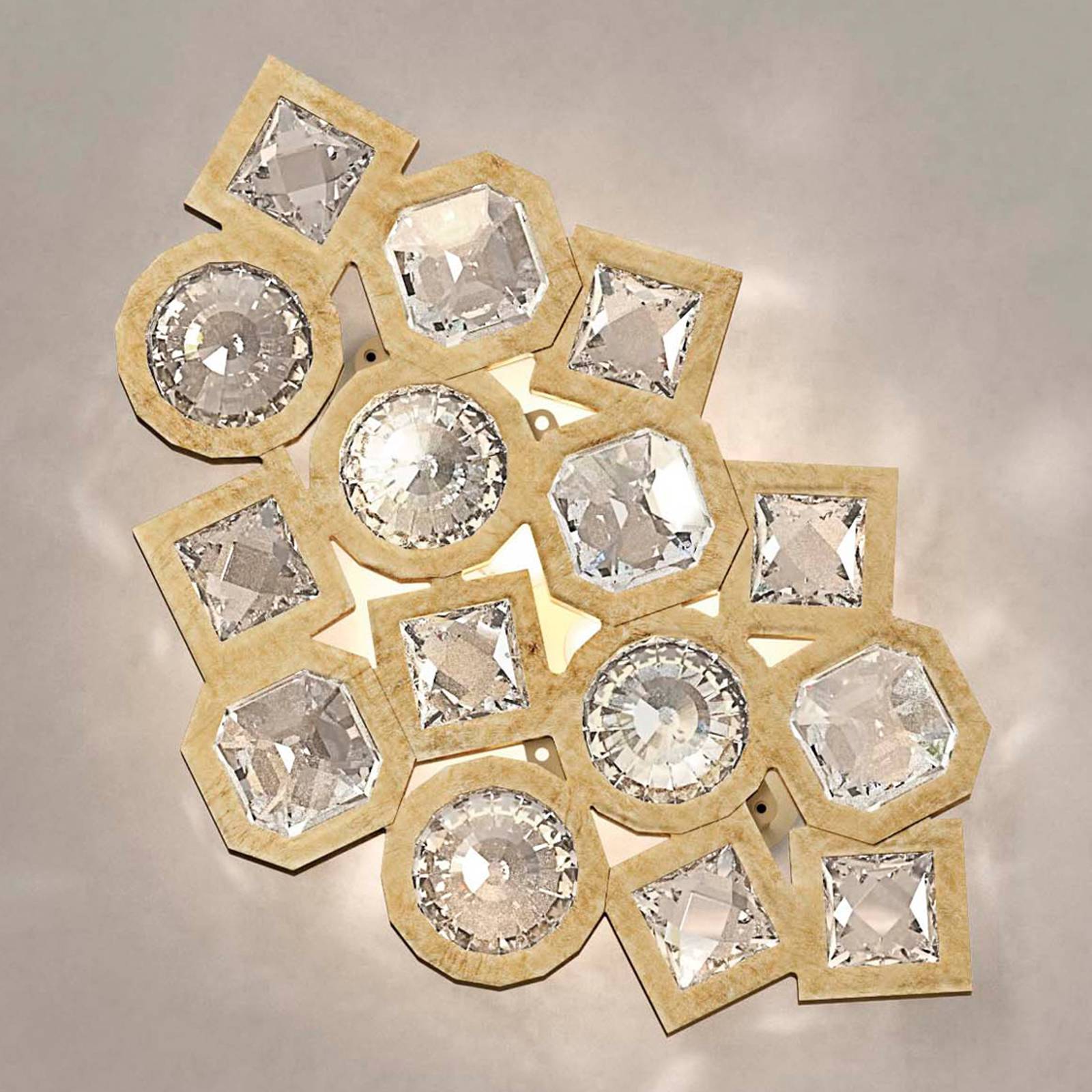 Gnistrande kristall LED-vägglampa Stardust guld