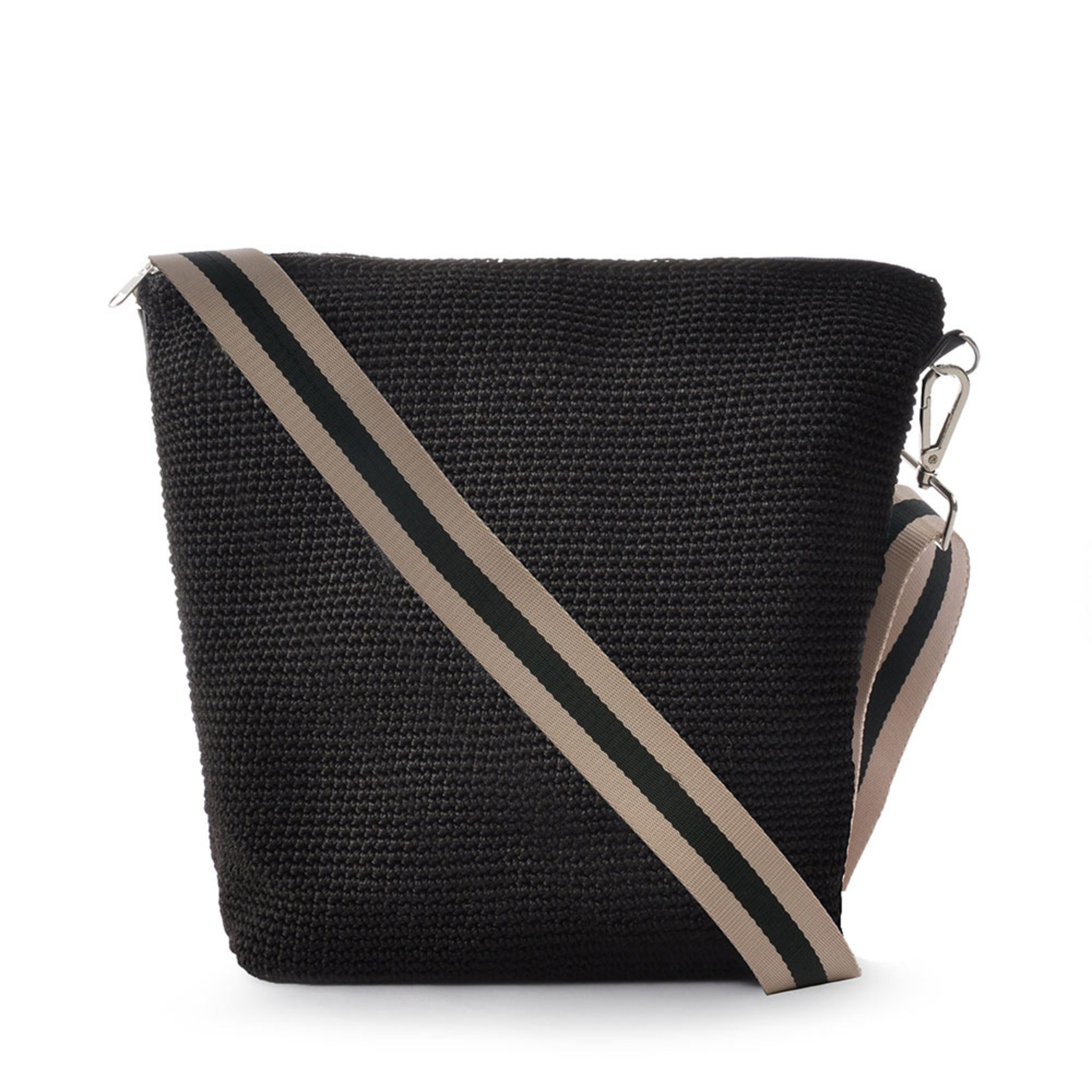 Crochet Shoulder Bag Black, ONESIZE