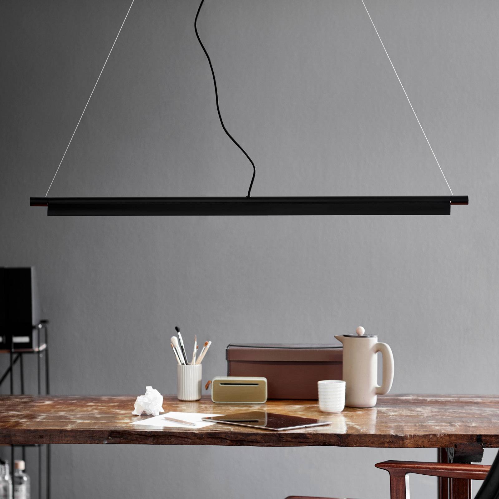 Avlång LED-pendellampa Space B svart