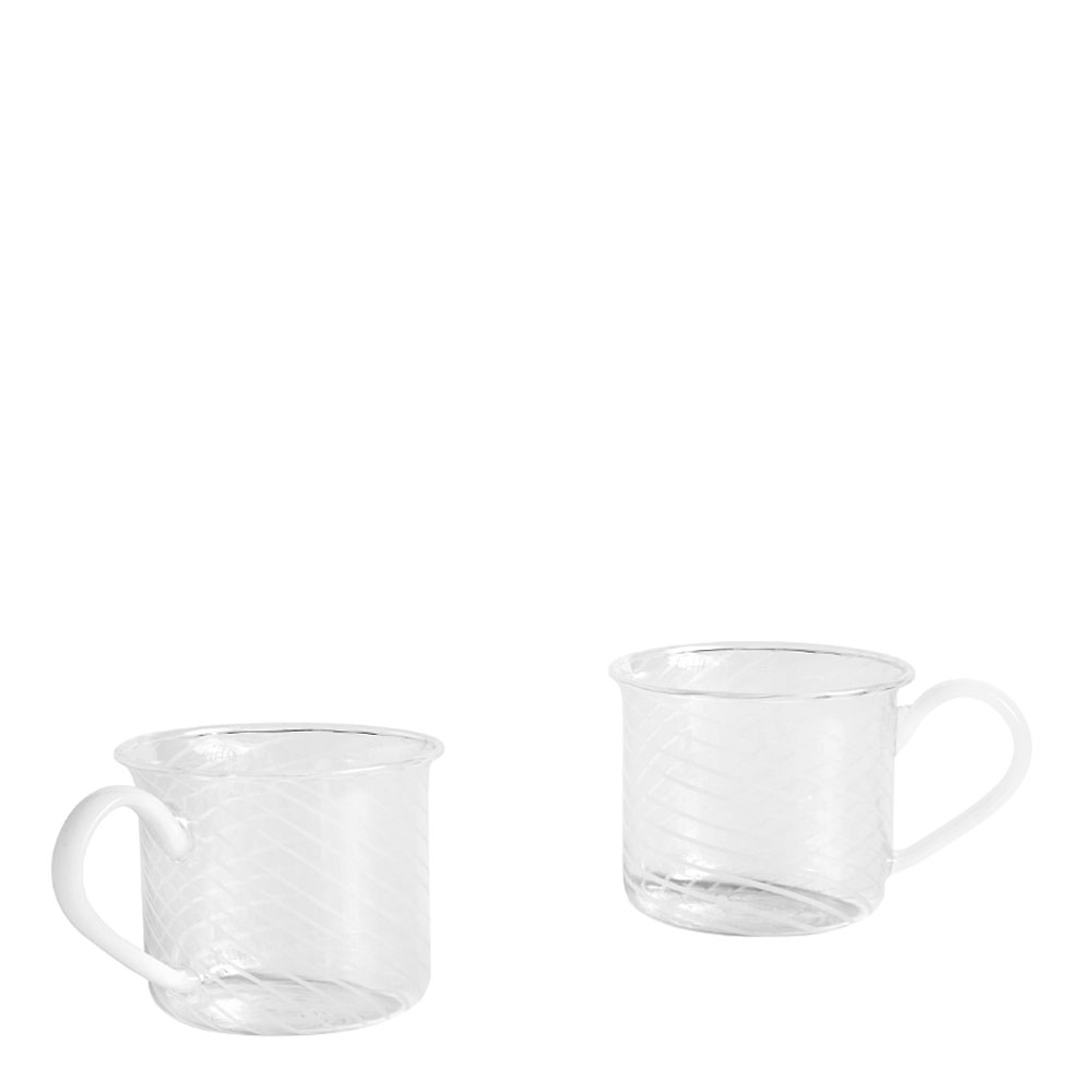 Hay - Muggar Borosilicatglas 8x6,5 cm 2-pack Klar/Vit