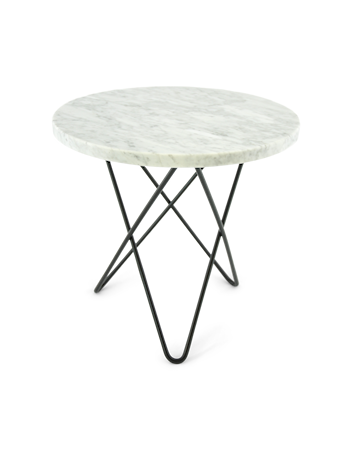 Mini O Table Matt Vit Marmor med Svart Ram Ø40