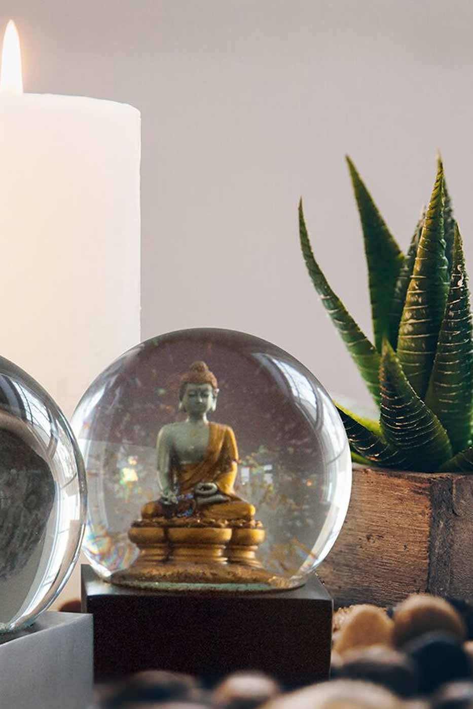 Dekoration Snöglob Gold Buddha