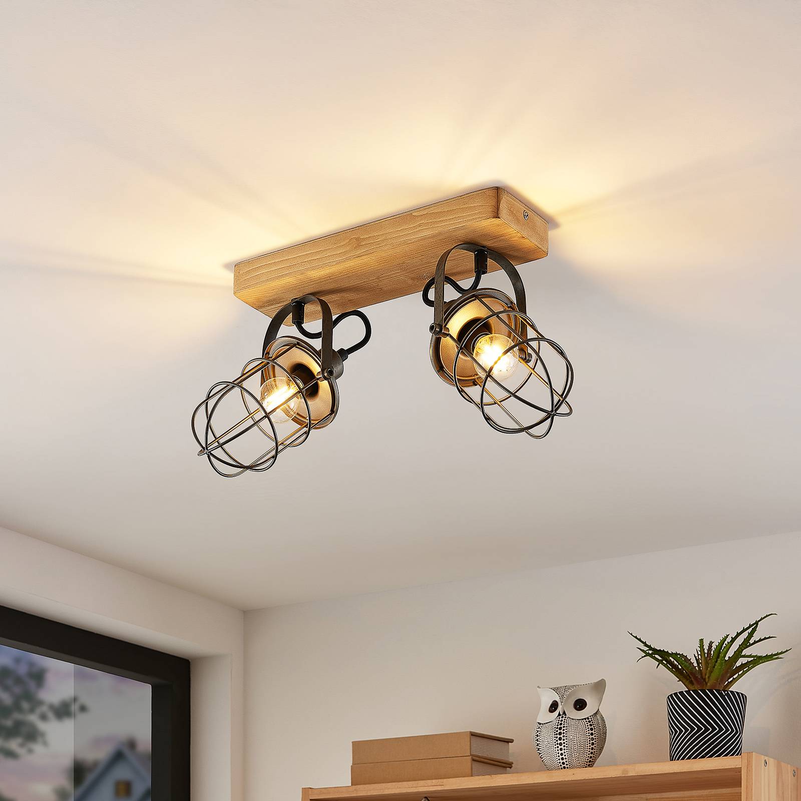 Lindby Serima taklampa med 2 burskärmar