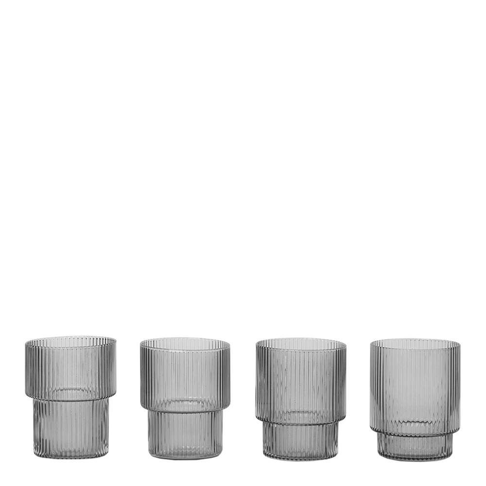 Ferm Living - Ripple Glas 20 cl 4-pack Rök