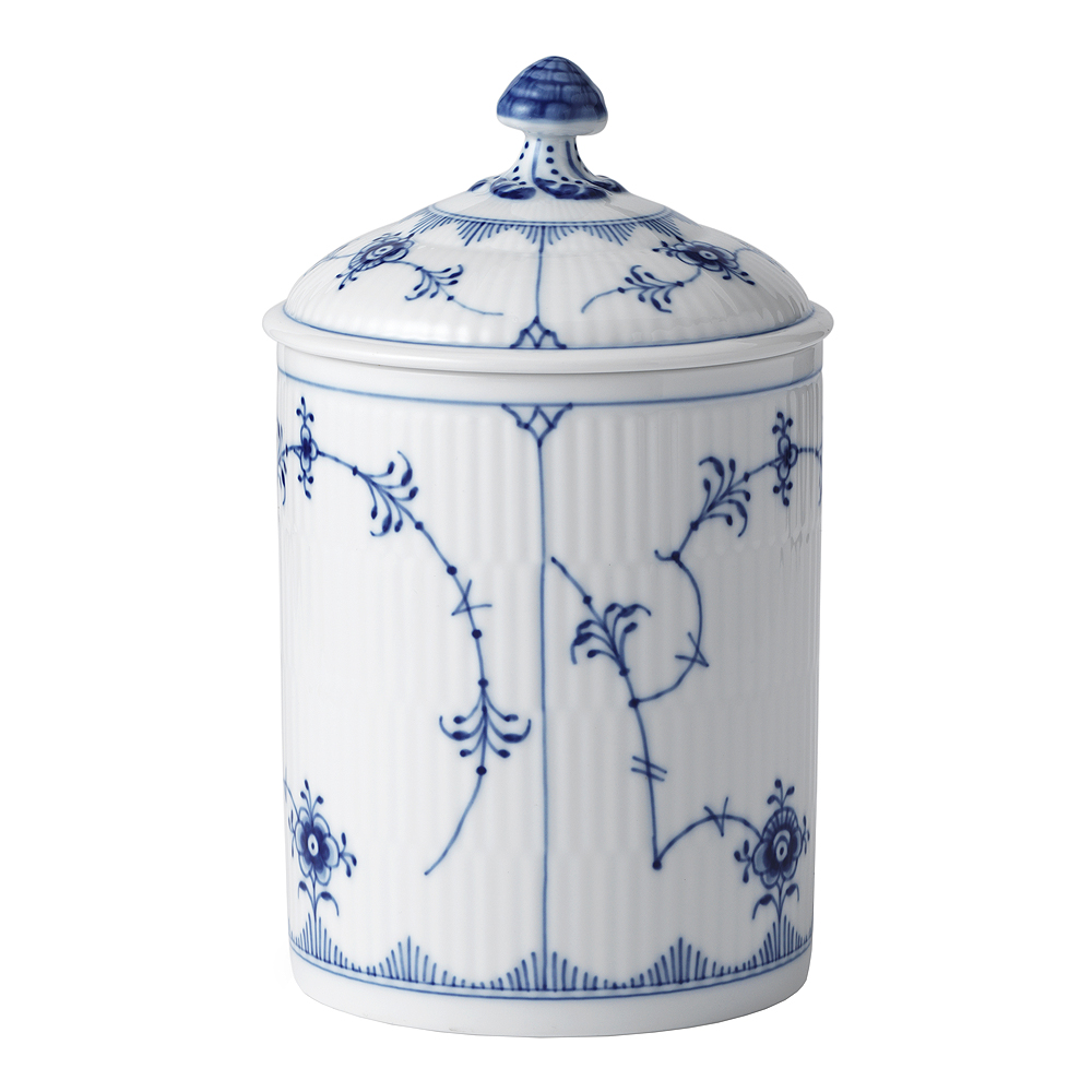 Royal Copenhagen - Blue Fluted Plain Burk med lock 16 cm