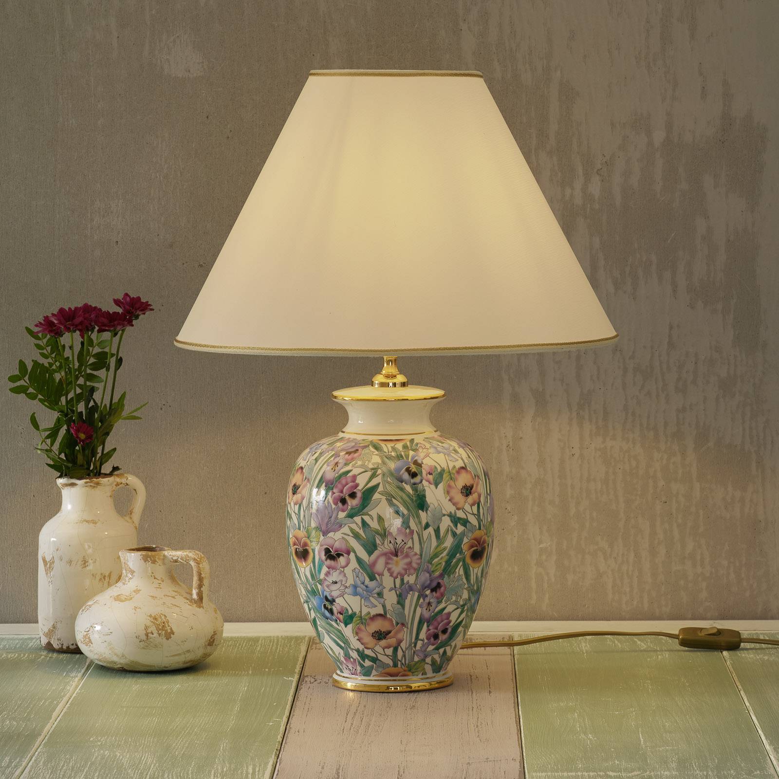KOLARZ Giardino Panse - blommig bordslampa 40 cm