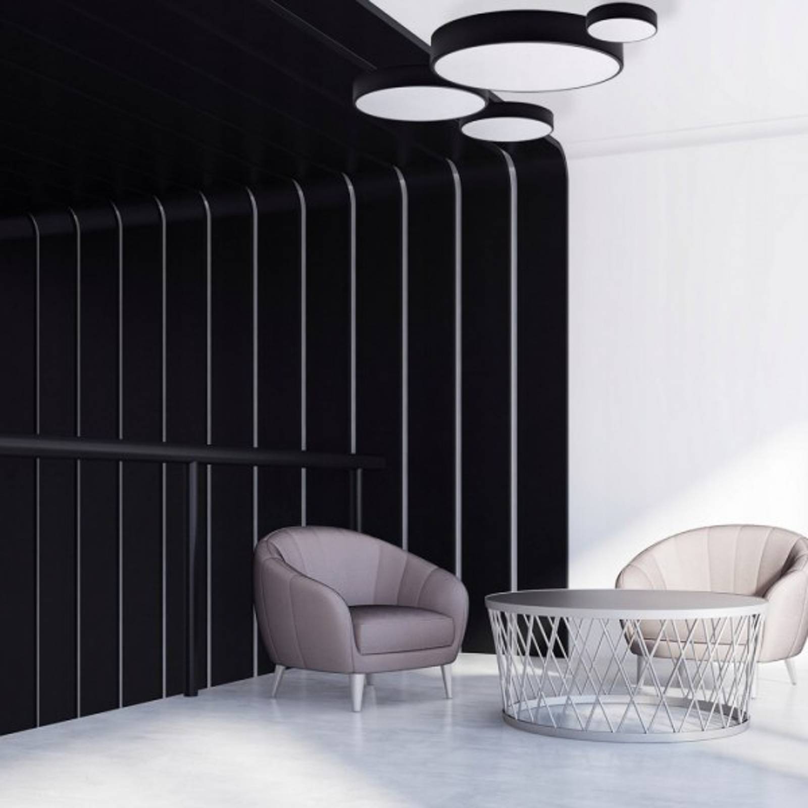 Taklampa Cleo med glasdiffusor, svart, Ø 60 cm