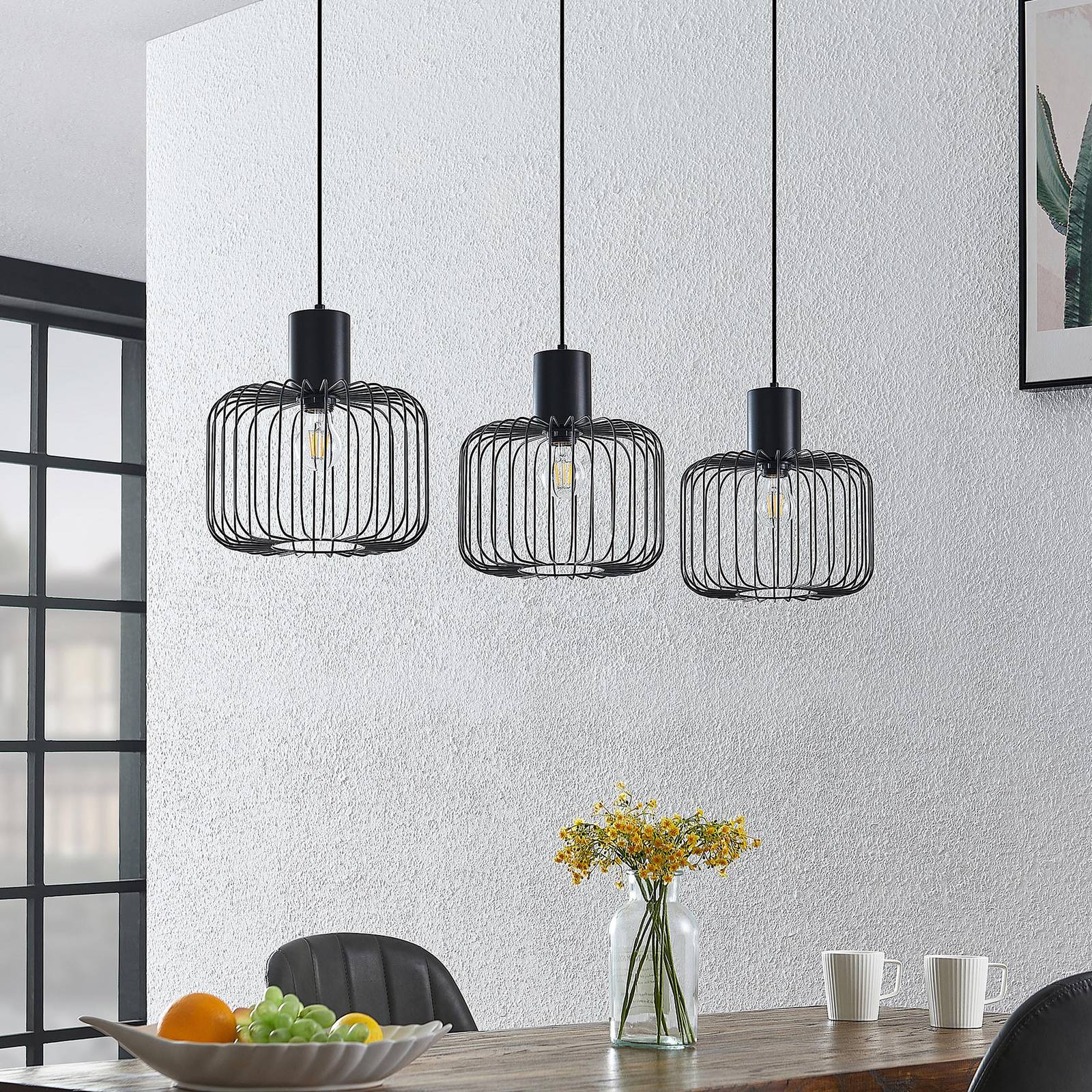 Lindby Vatiki pendellampa med burskärm, 3 lampor
