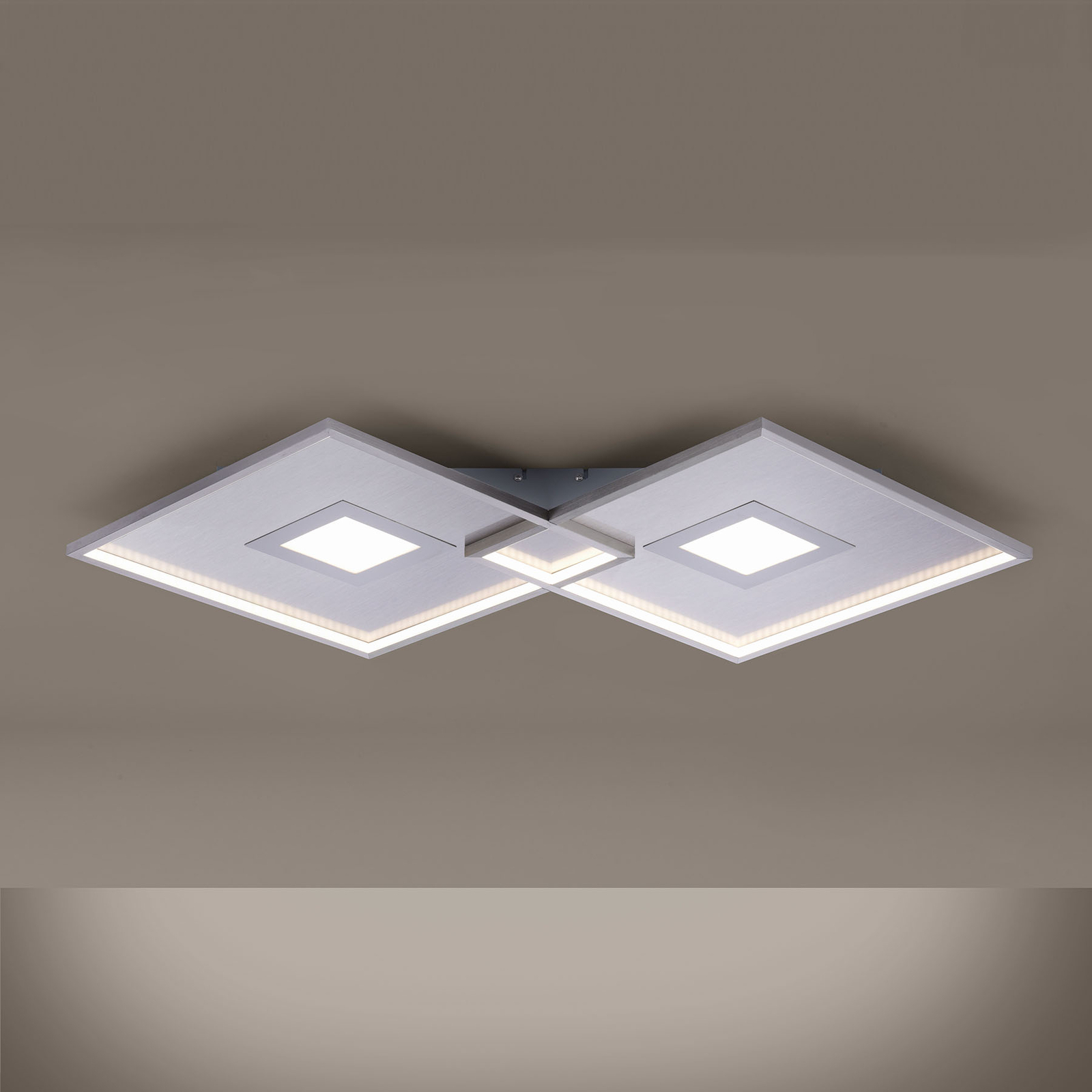 LED-taklampa Amara, två kvadrater, silver