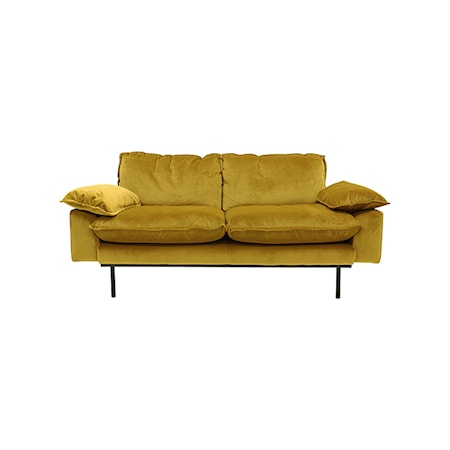 Retro Soffa Sammet 2-sits Orange/Gul