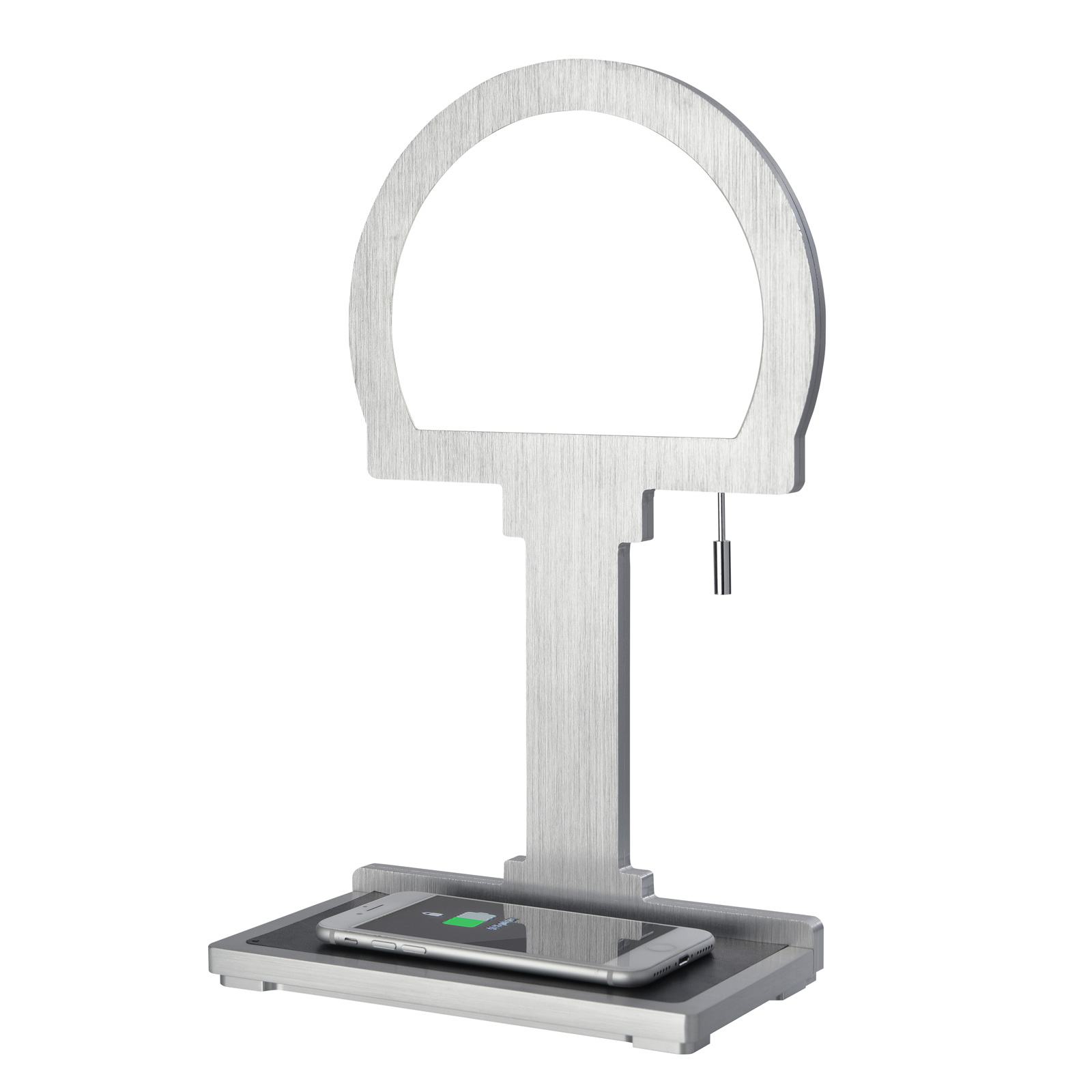 Bordslampa Steve Phone halvrund Qi-laddning alu