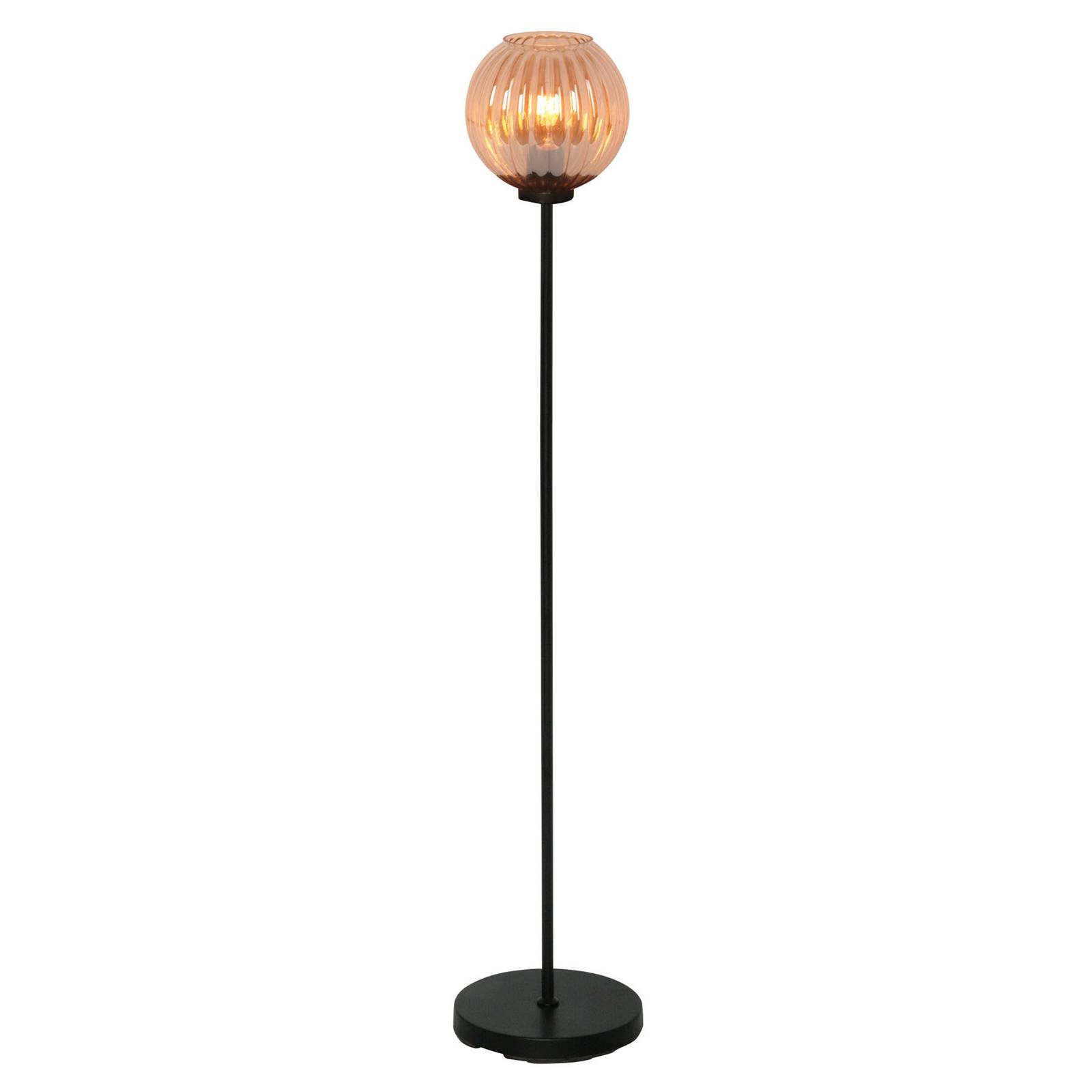 Golvlampa Zucca, glasskärm, bärnsten