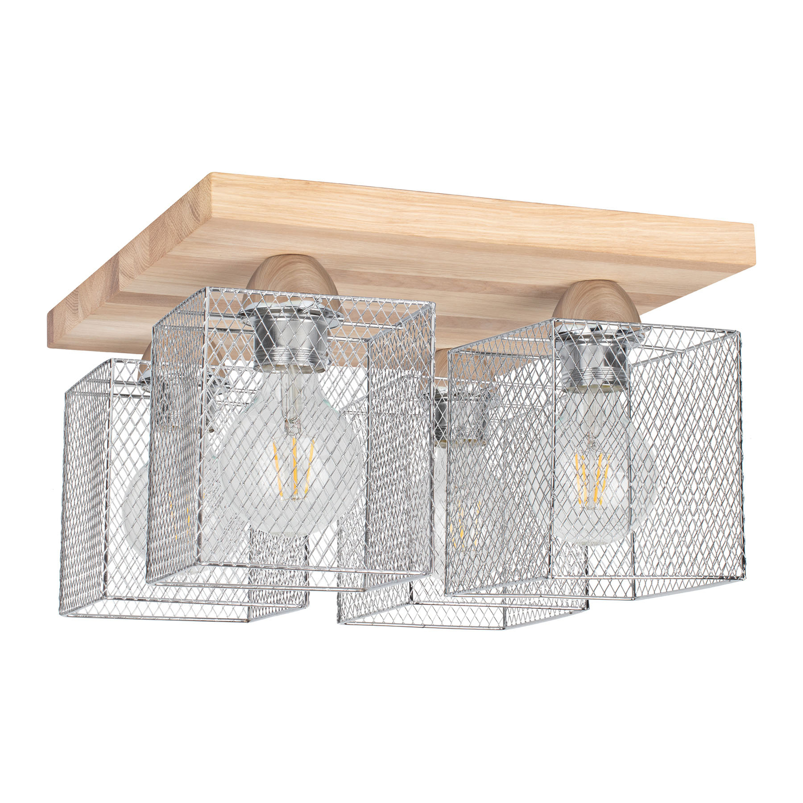 Taklampa Norman Wood, 4 lampor, ek oljad
