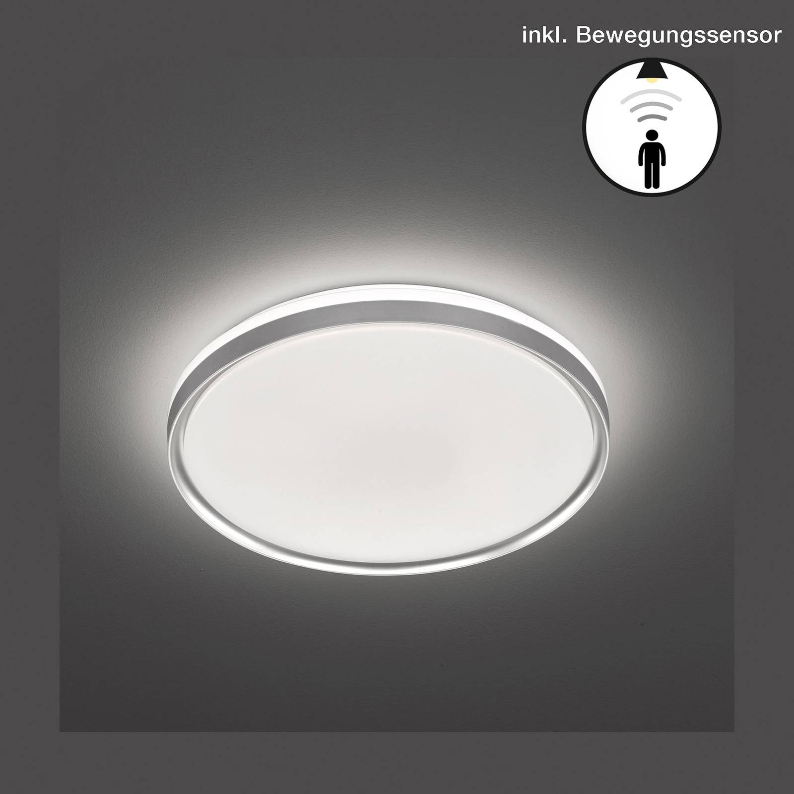 LED-taklampa Jaso BS, Ø 39 cm, silver