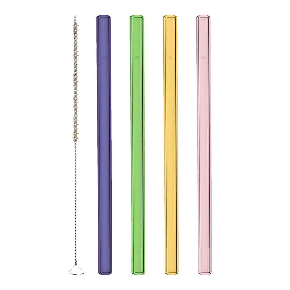 Leonardo - Ciao Sugrör i glas 15 cm + Borste 4-pack Flerfärgad