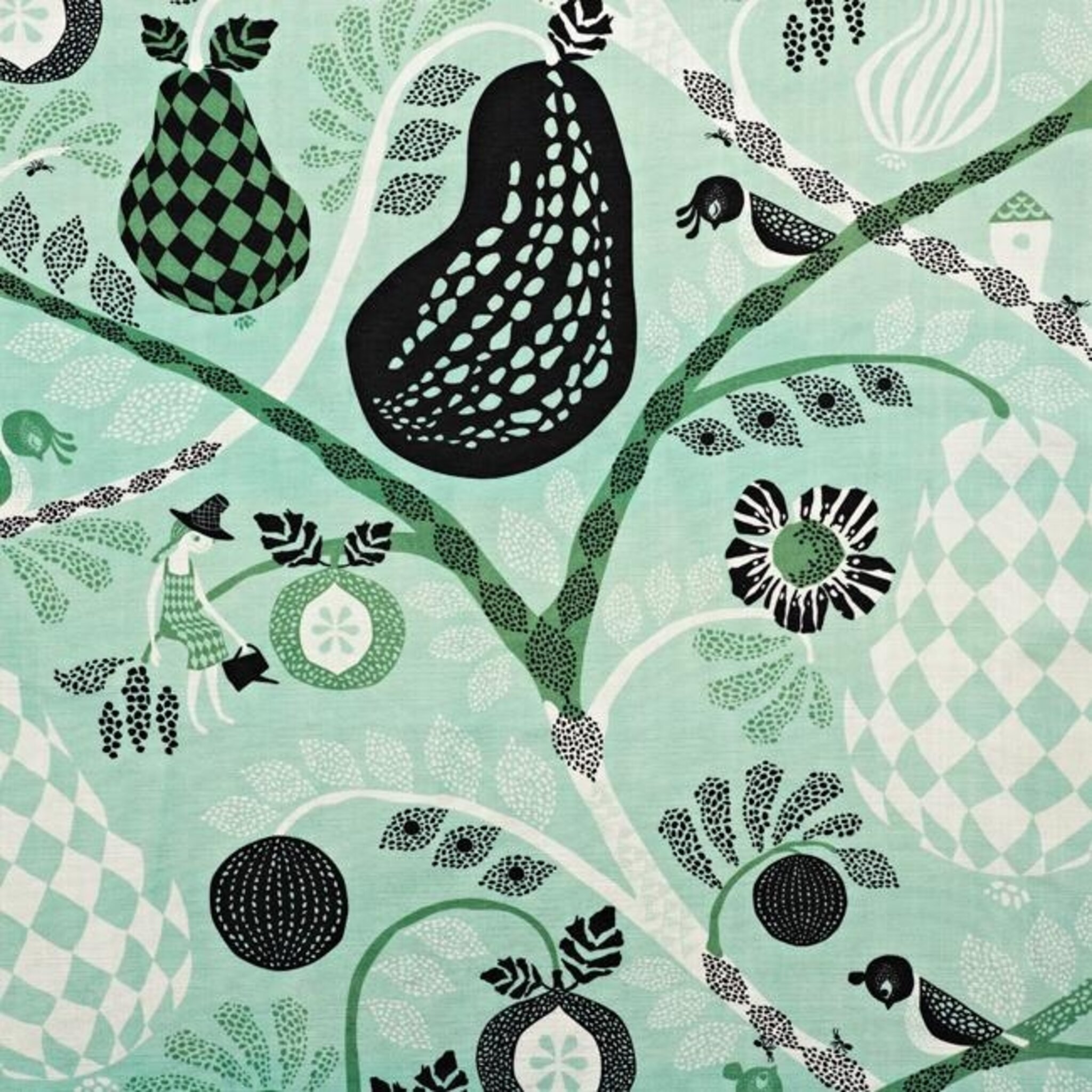 Tyg på löpmeter - Fruit Garden, aqua, 145 cm