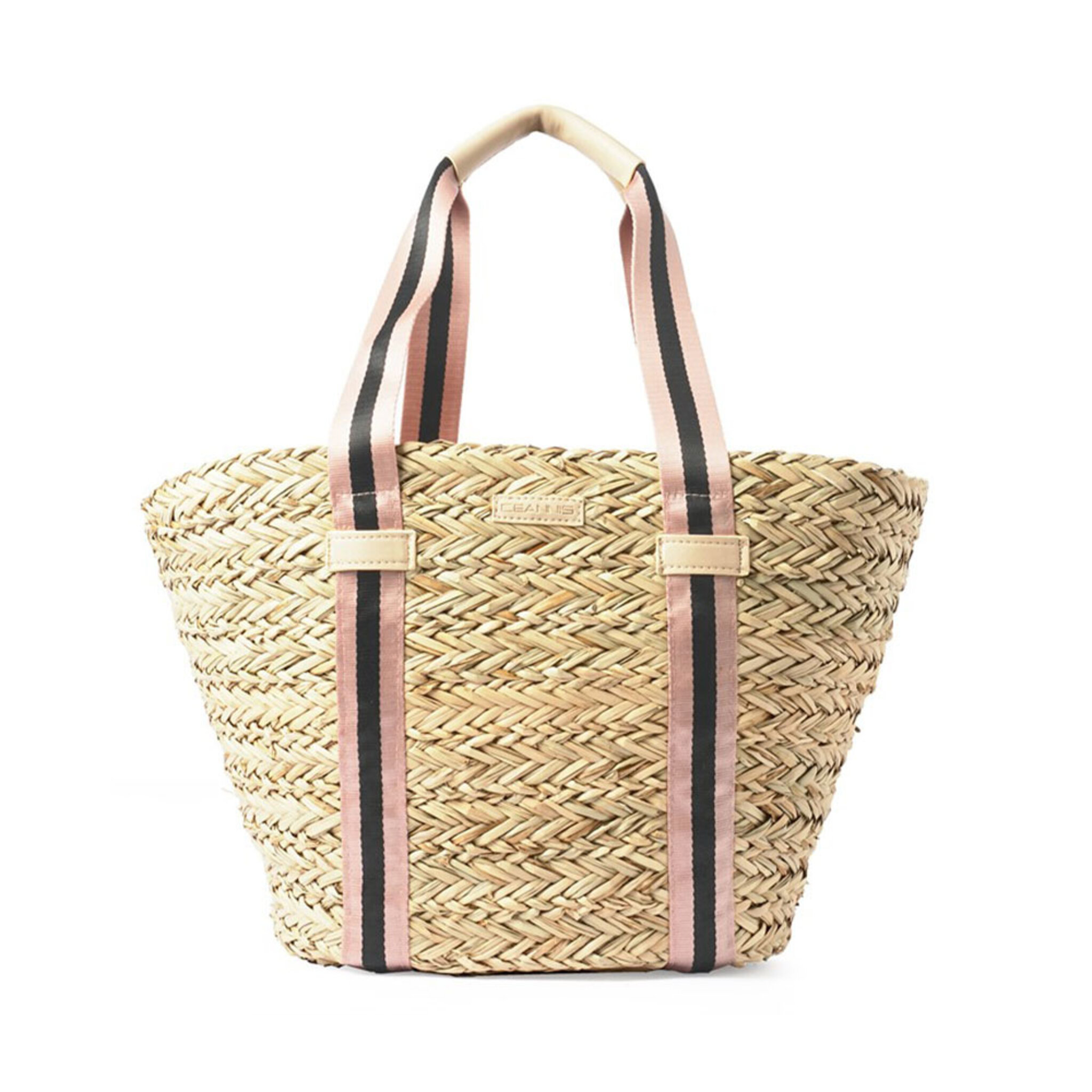 Straw Shopper Pink Stripe, ONE SIZE