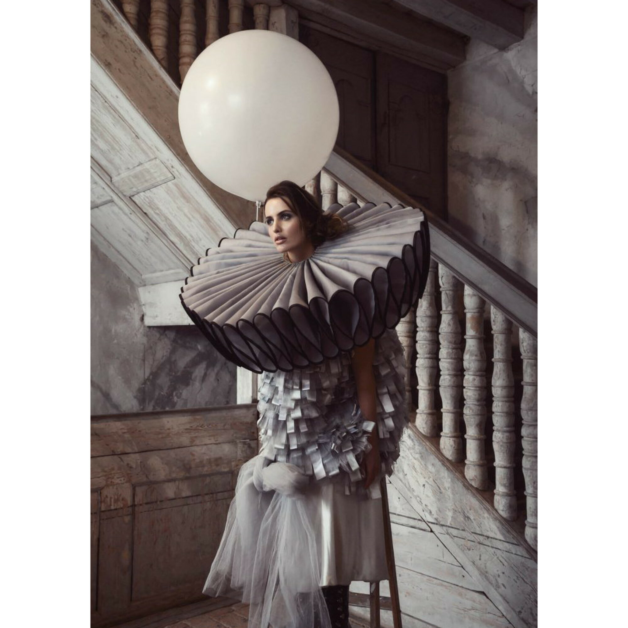 Woman On A Ladder And Ballon Poster