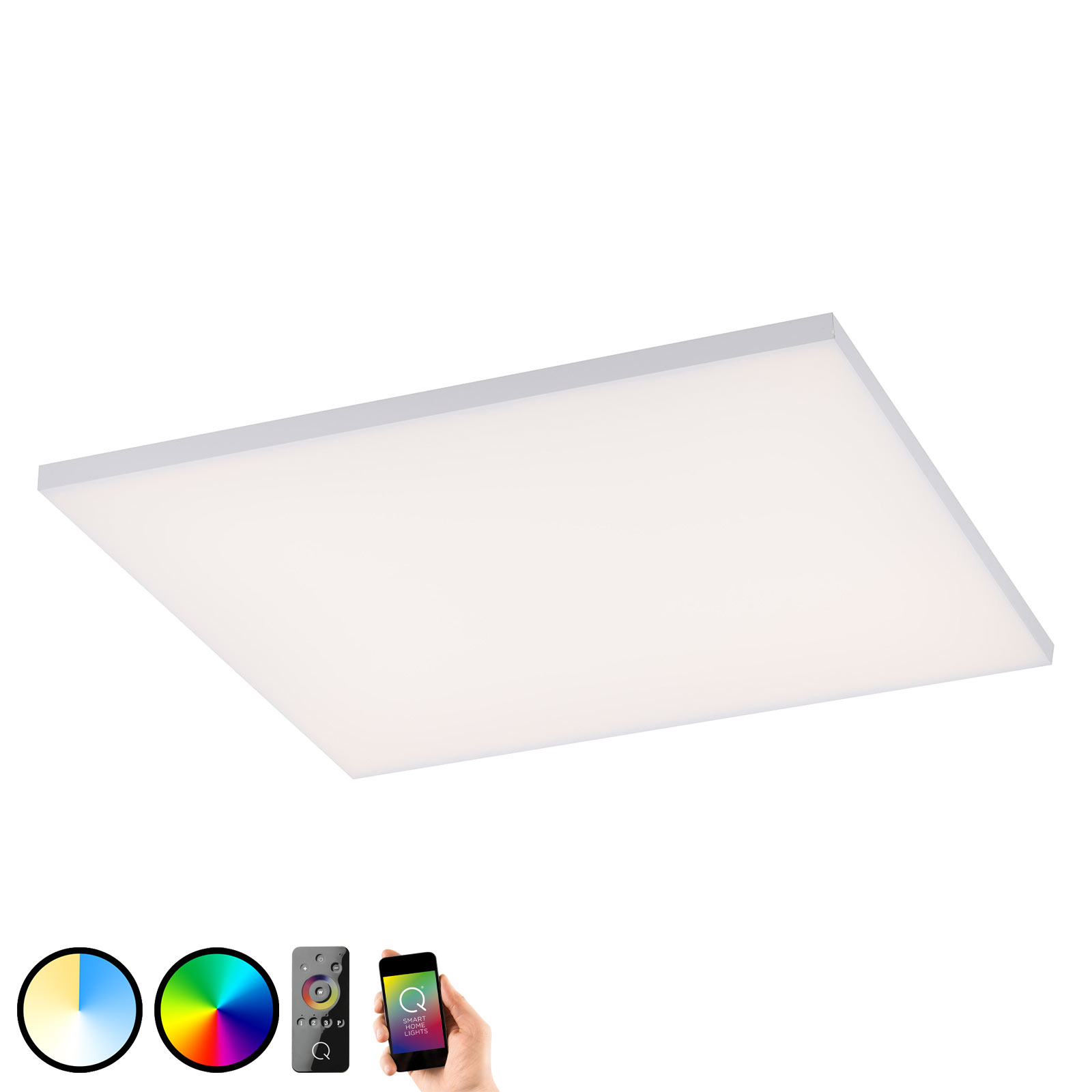 Paul Neuhaus Q-FRAMELESS taklampa RGBW 62 x 62 cm