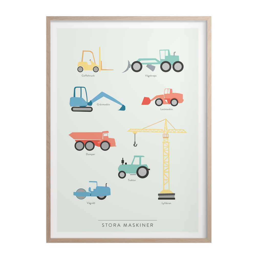 Kunskapstavlan - Poster 30x40 cm Stora maskiner