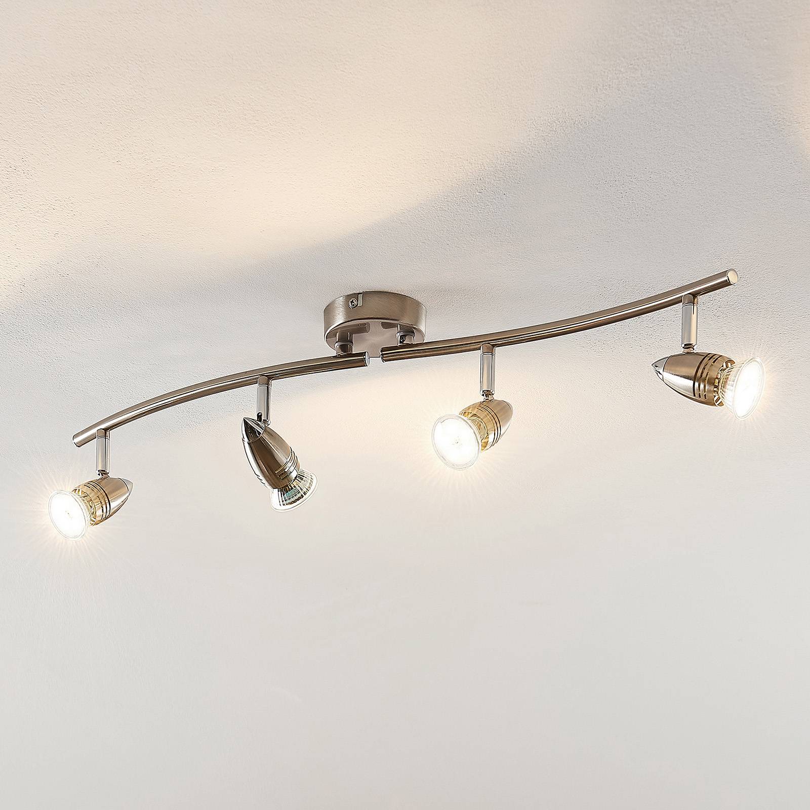 ELC Kalean LED-takspotlight, nickel, 4 lampor