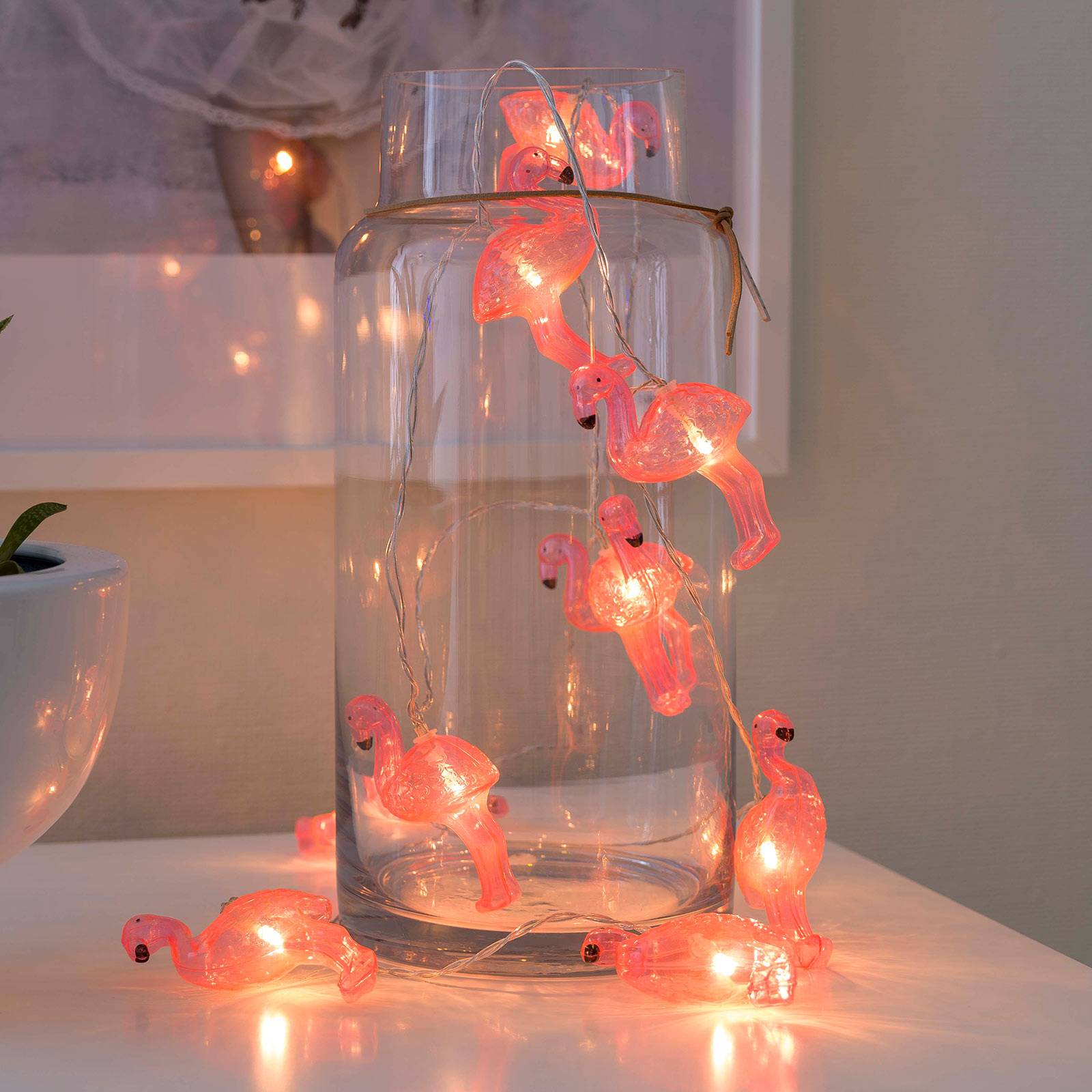 LED-ljusslinga Flamingos, batteridriven