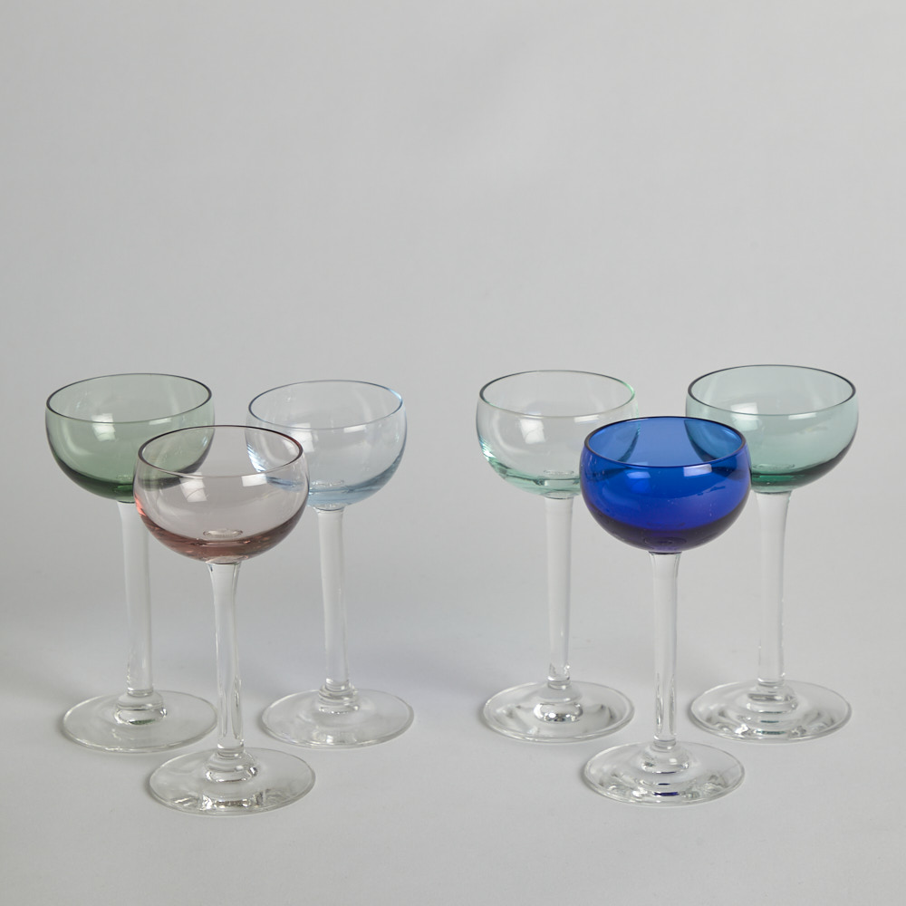 Vintage - SÅLD Likörglas i Olika Kulörer 6 st