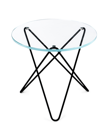 Mini O-table glass sidobord – Clear/black