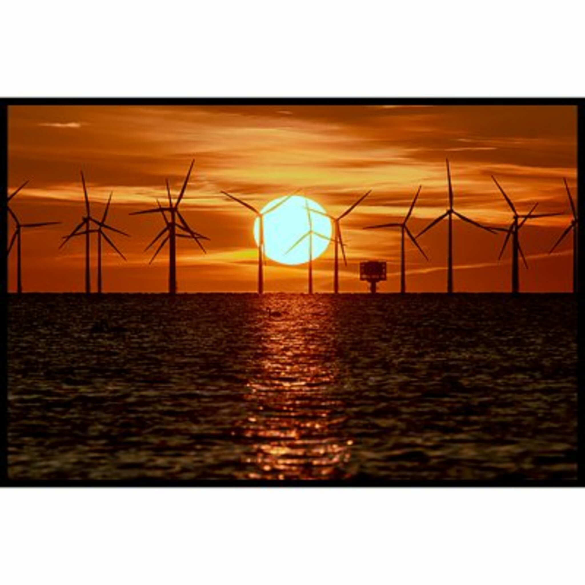 Windmill Sunset Poster