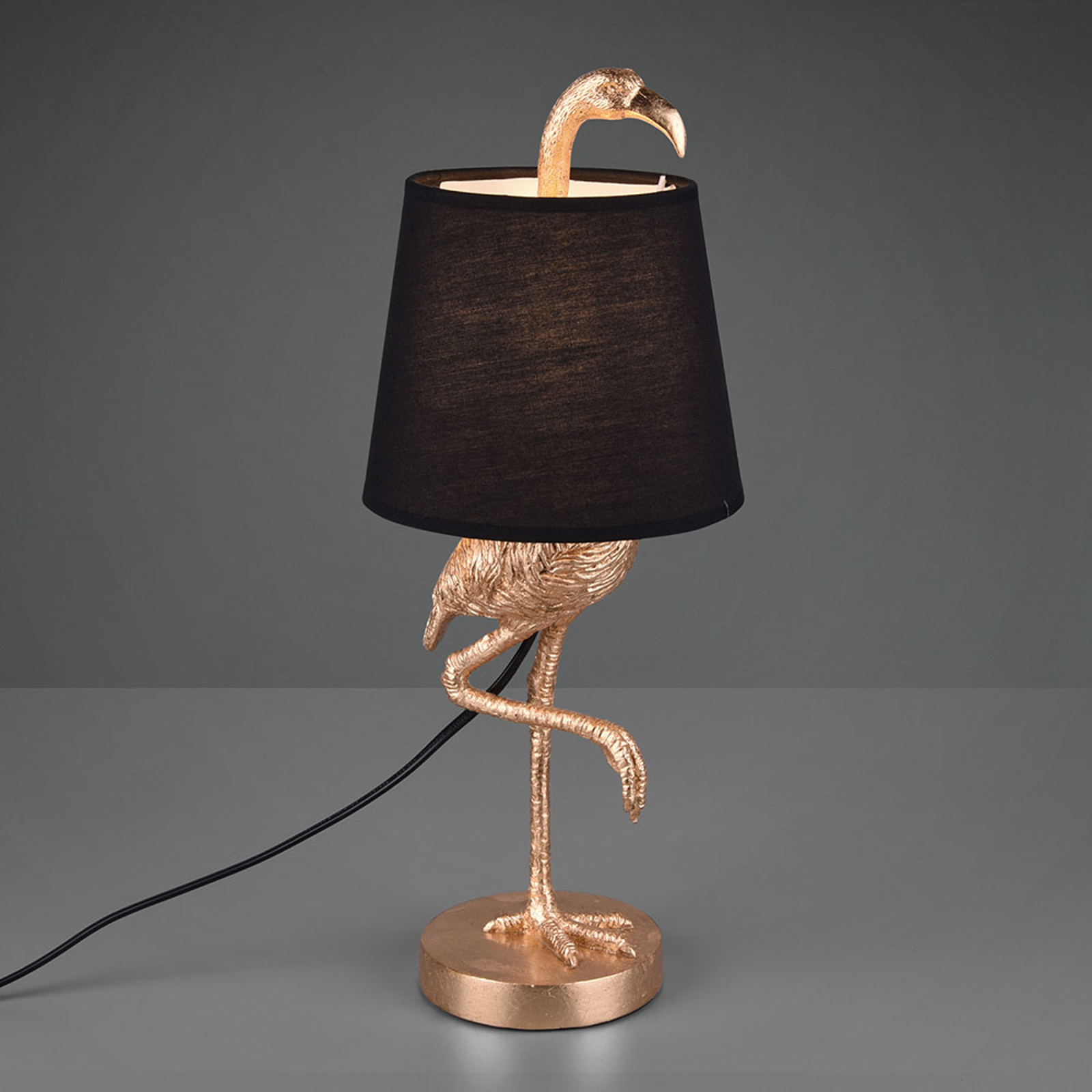 Bordslampa Lola med Flamingo-figur, svart/guld