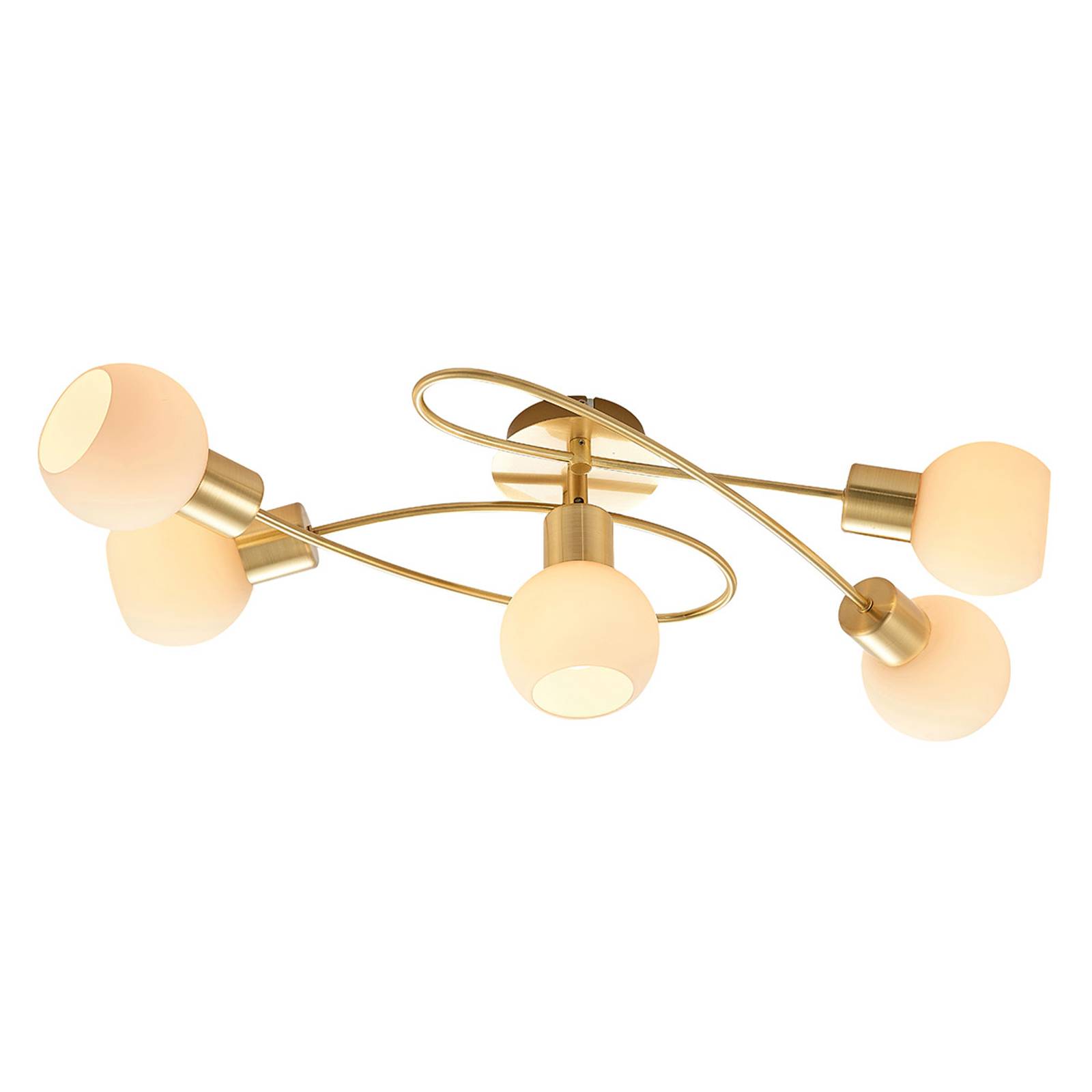 Lindby LED-taklampa Elaina 5 lampor lång, mässing