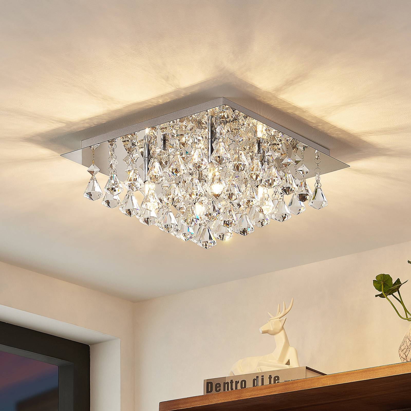 Lindby Rimedia taklampa, krom, 35 cm