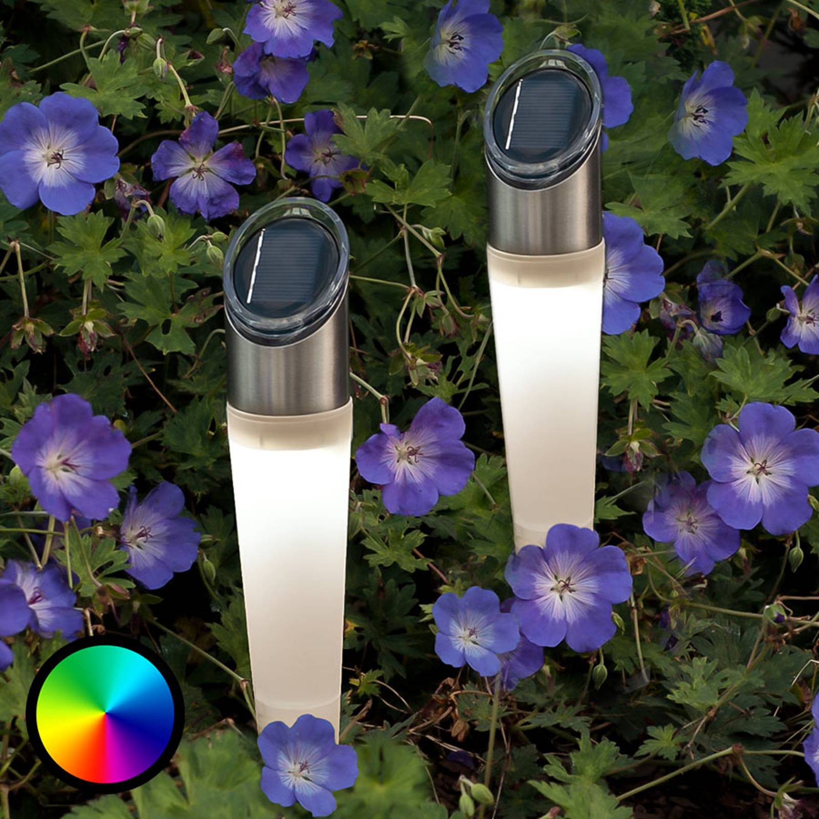 RGB-LED-solcells-markspettslampa Assisi i 2-set