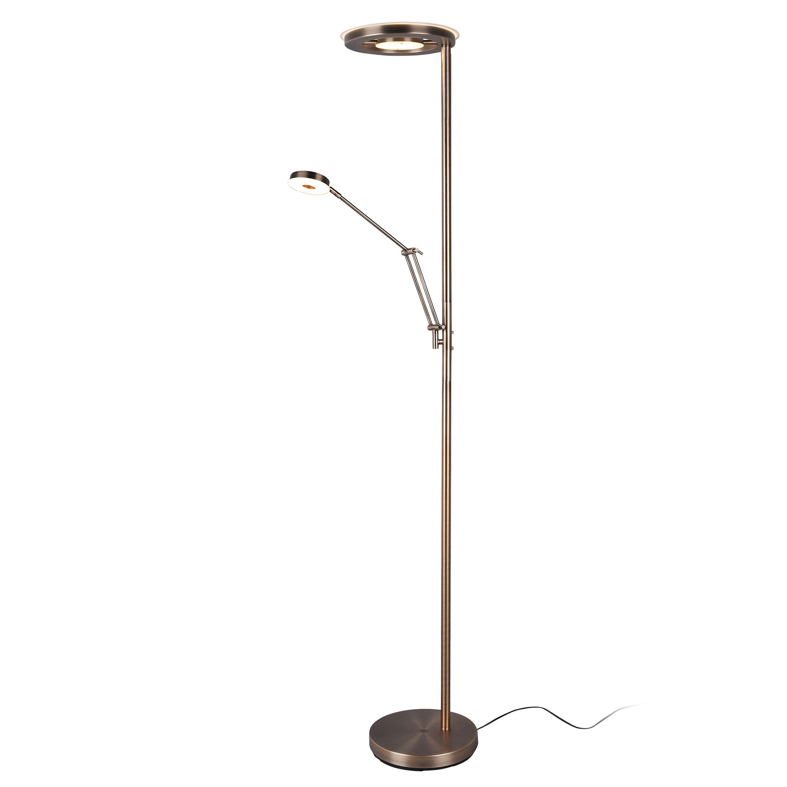 LED-uplight-golvlampa Barrie läslampa antikmässing