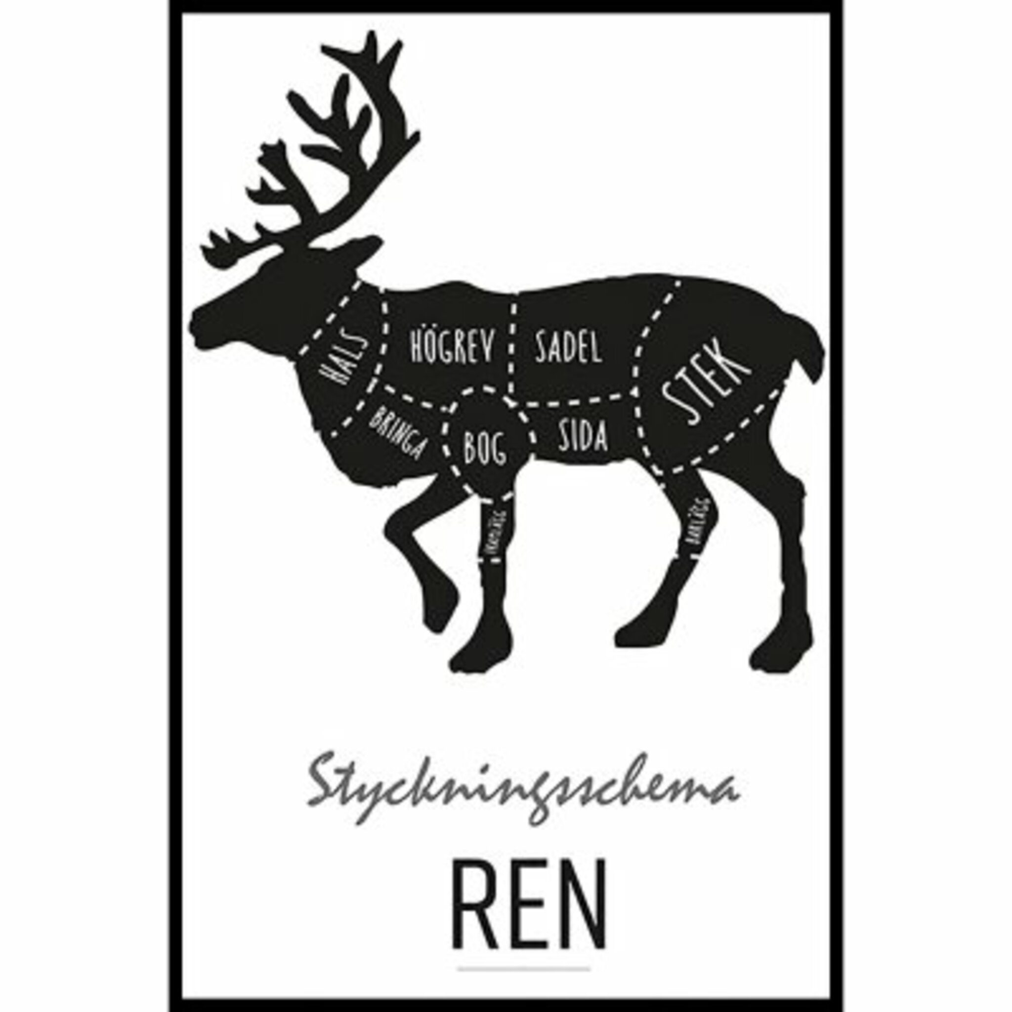 Styckningsschema Ren Poster