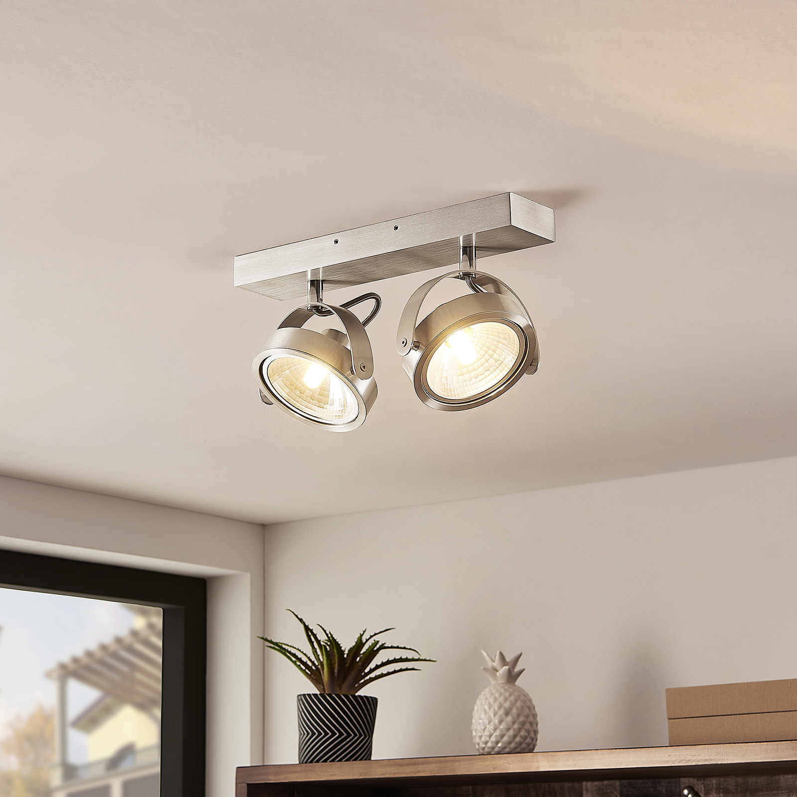 ELC Mitella takspotlight, 2 lampor, aluminium