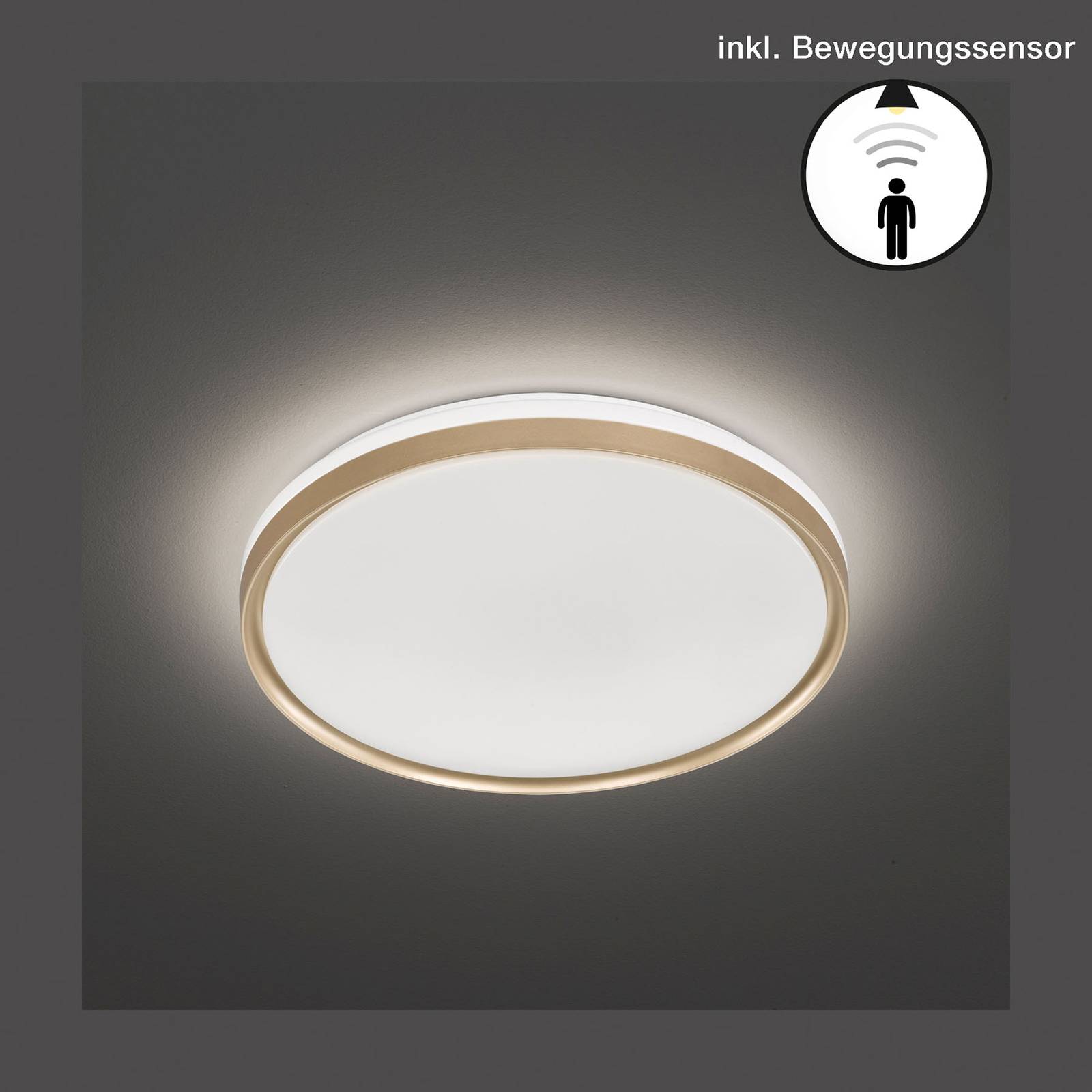 LED-taklampa Jaso BS, Ø 39 cm, guld