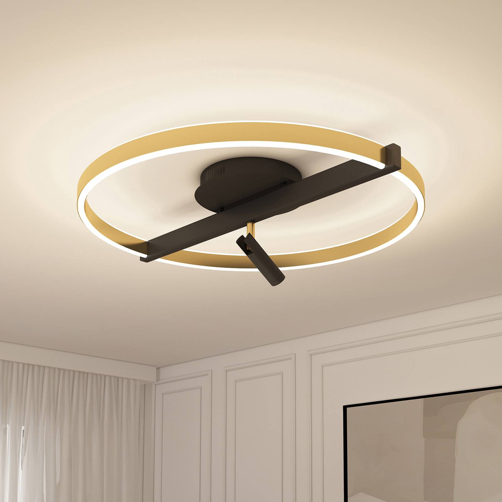Lucande Matwei LED-taklampa ringformad, mässing