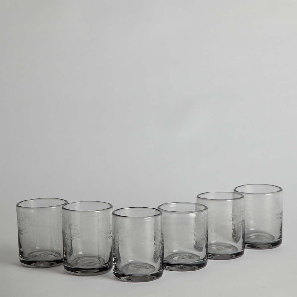 Reijmyre Glasbruk - SÅLD "Antik" Tumblers Rökfärgade Glas 6 st