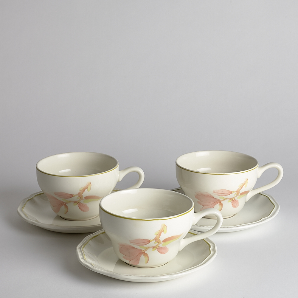Vintage - Tekoppar med Fat Kensington Staffordshire 3 st