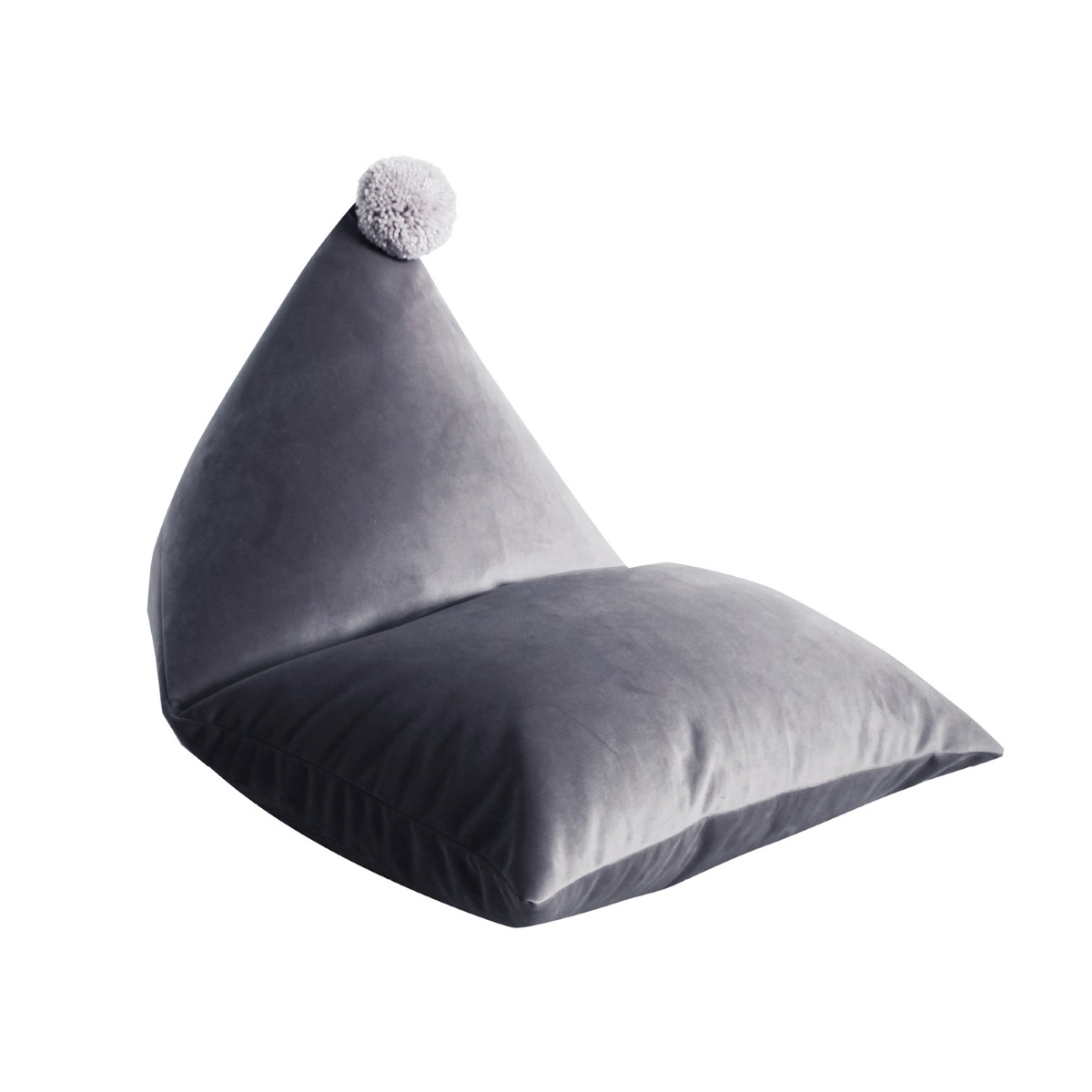 Sittpuff sammet MIDNIGHT BLUE 80 x 120 cm med pompom