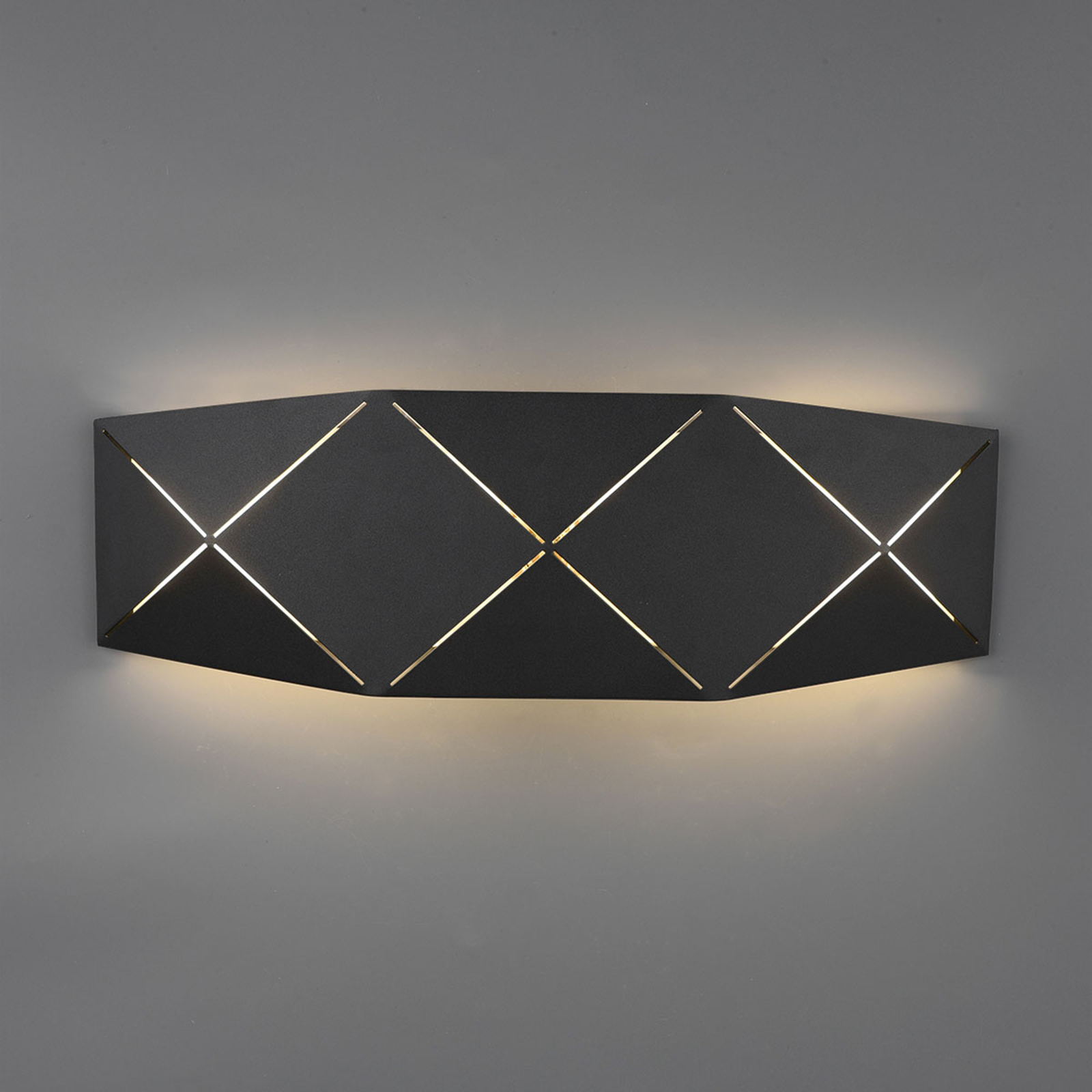 LED-vägglampa Zandor i svart, bredd 40 cm