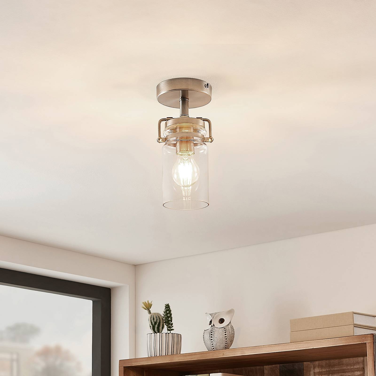 Lindby Vintus taklampa, nickel